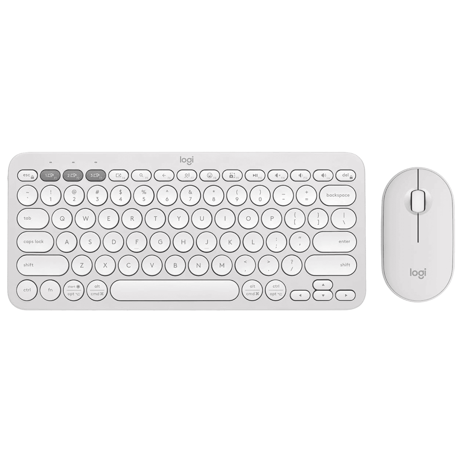 logitech Pebble 2 Wireless Keyboard and Mouse Combo (Quiet and Customizable, Tonal White)