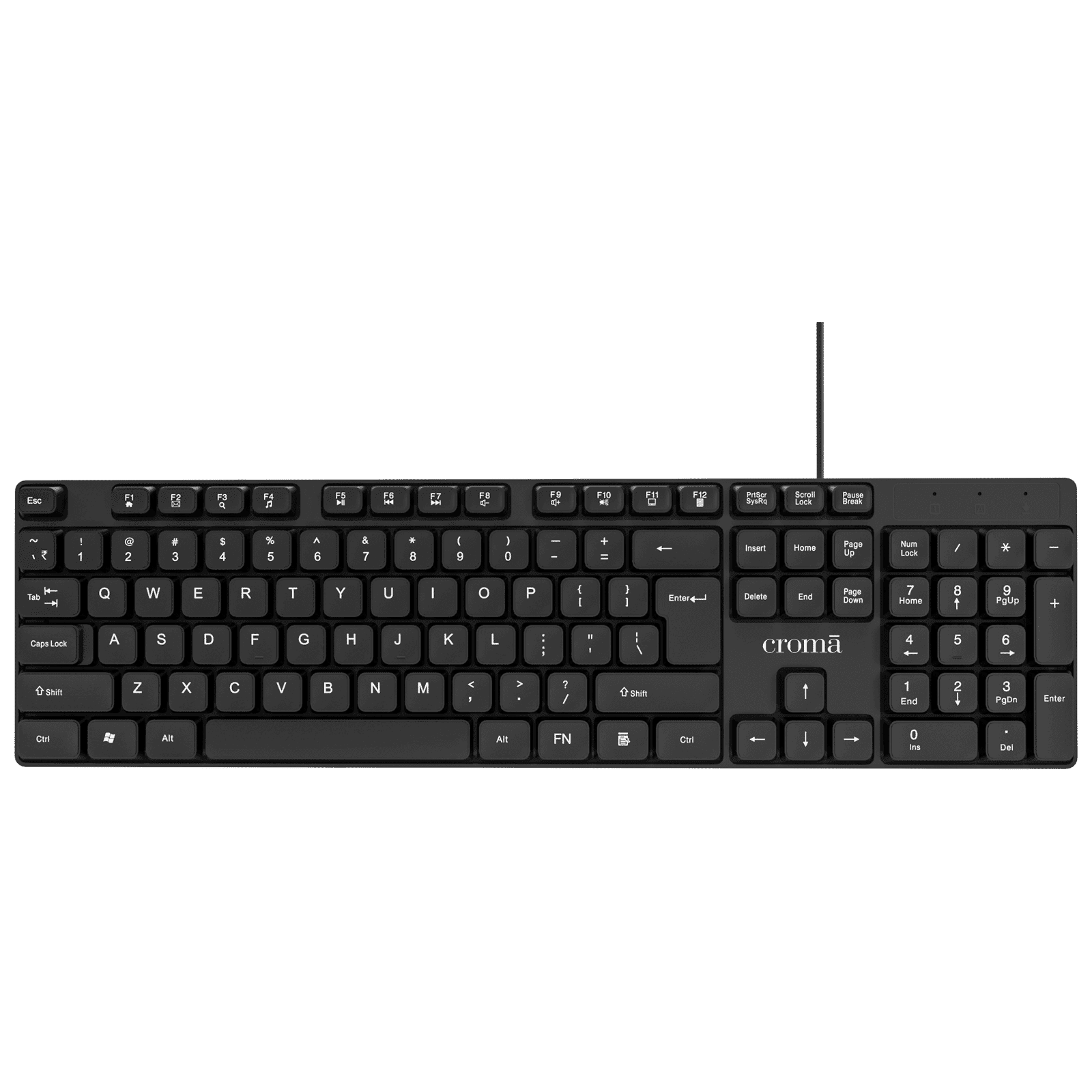 Croma Wired Keyboard with Multimedia Shortcuts (Robust & Compact, Black)