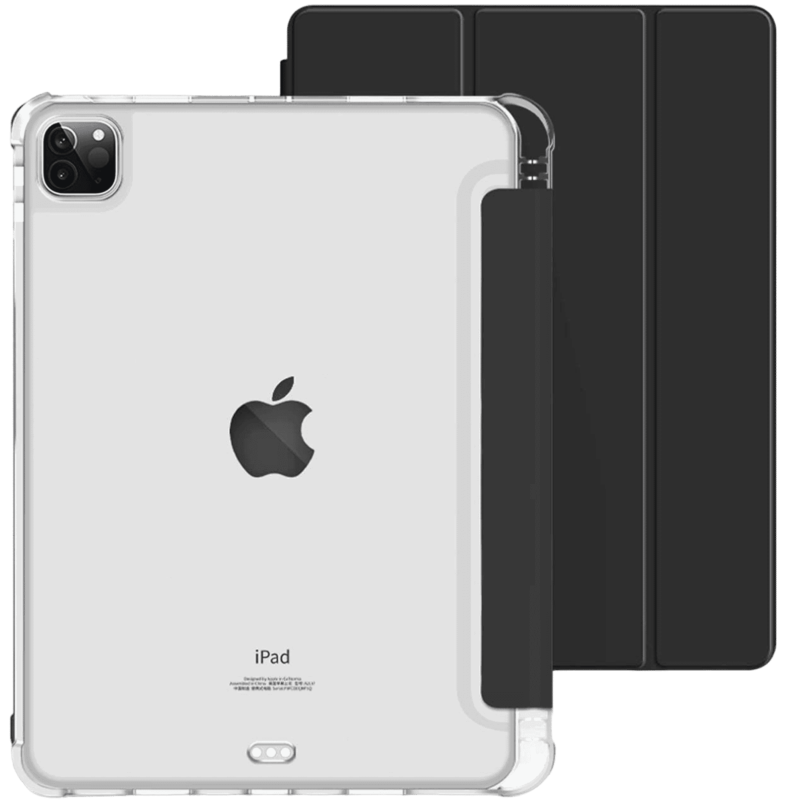 Croma Three Fold Smart Cover for Apple iPad Pro 11 Inch (Shockproof Design, Black)