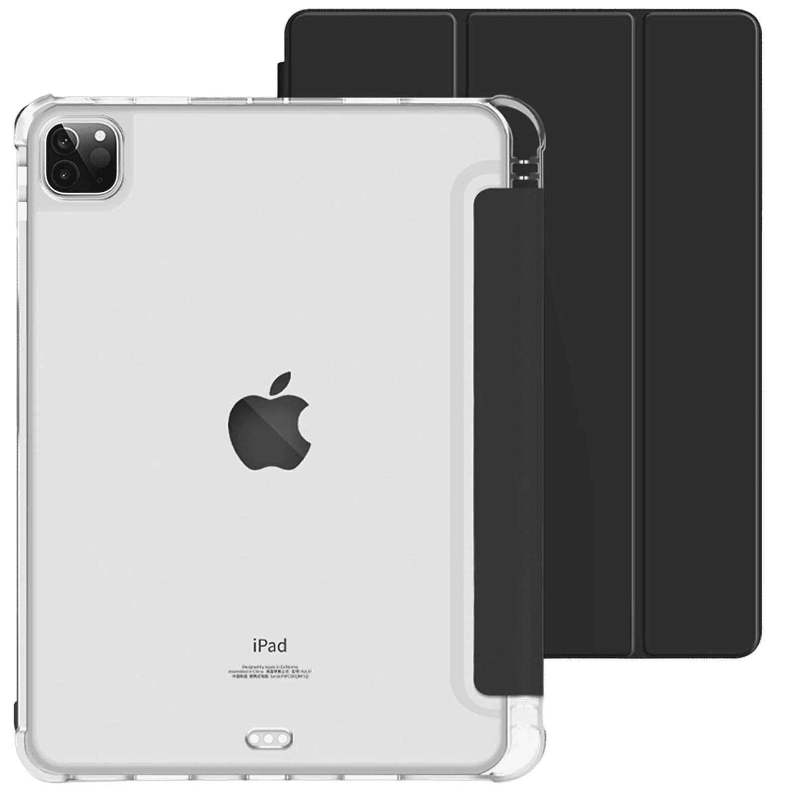 Croma Three Fold Smart Cover for Apple iPad Pro 13 Inch (Shockproof Design, Black)