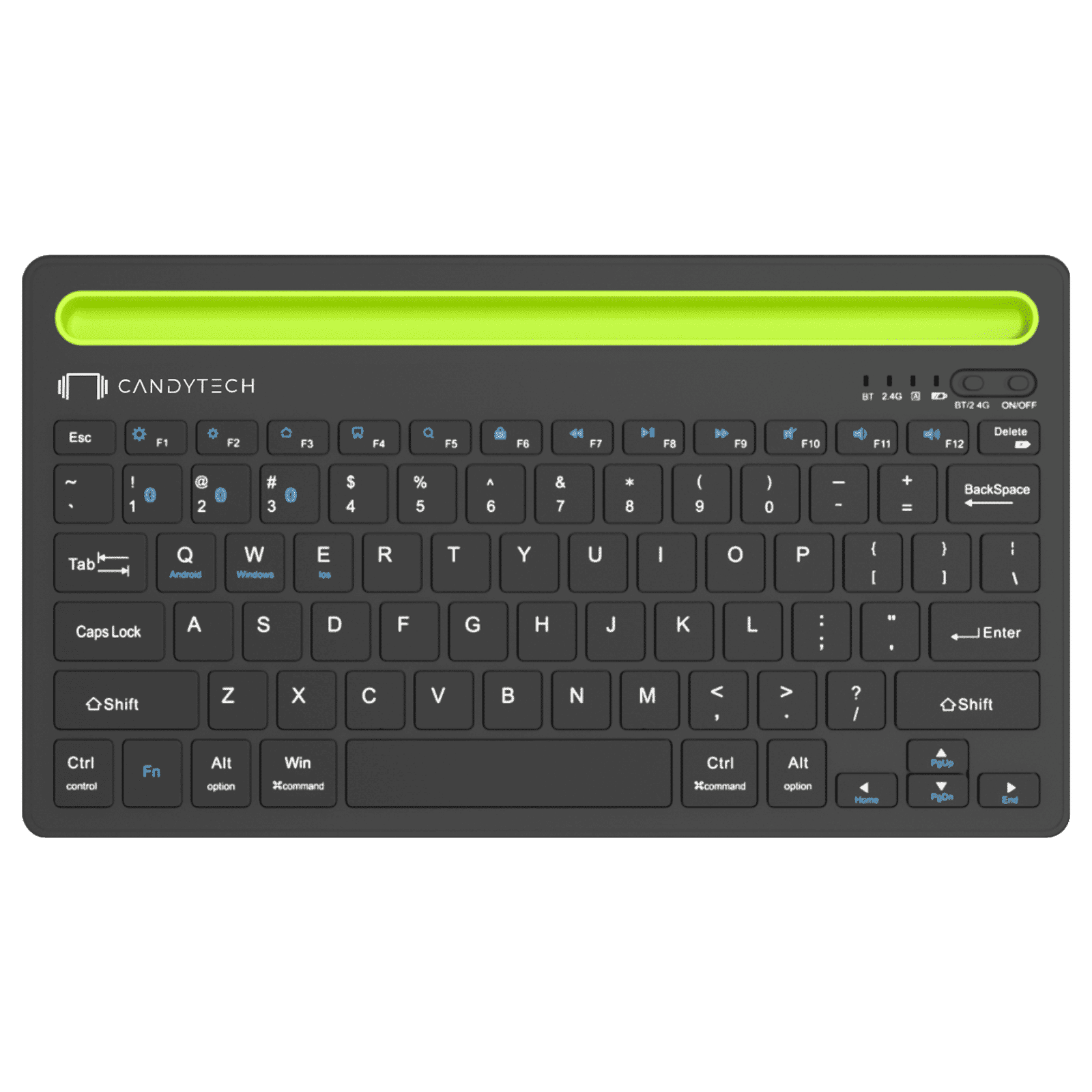 Candytech Hydra Pad Bluetooth Keyboard for Tablets with Type C Charging (Compact Size, Black)