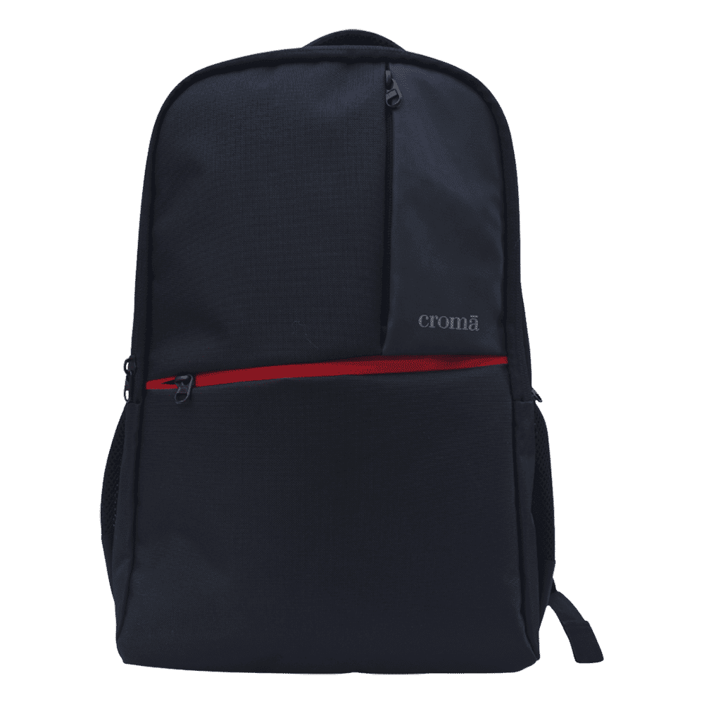 Croma Basic Polyester Laptop Backpack for 15.6 Inch Laptop (20 L, Trolley Hang Strap, Black)