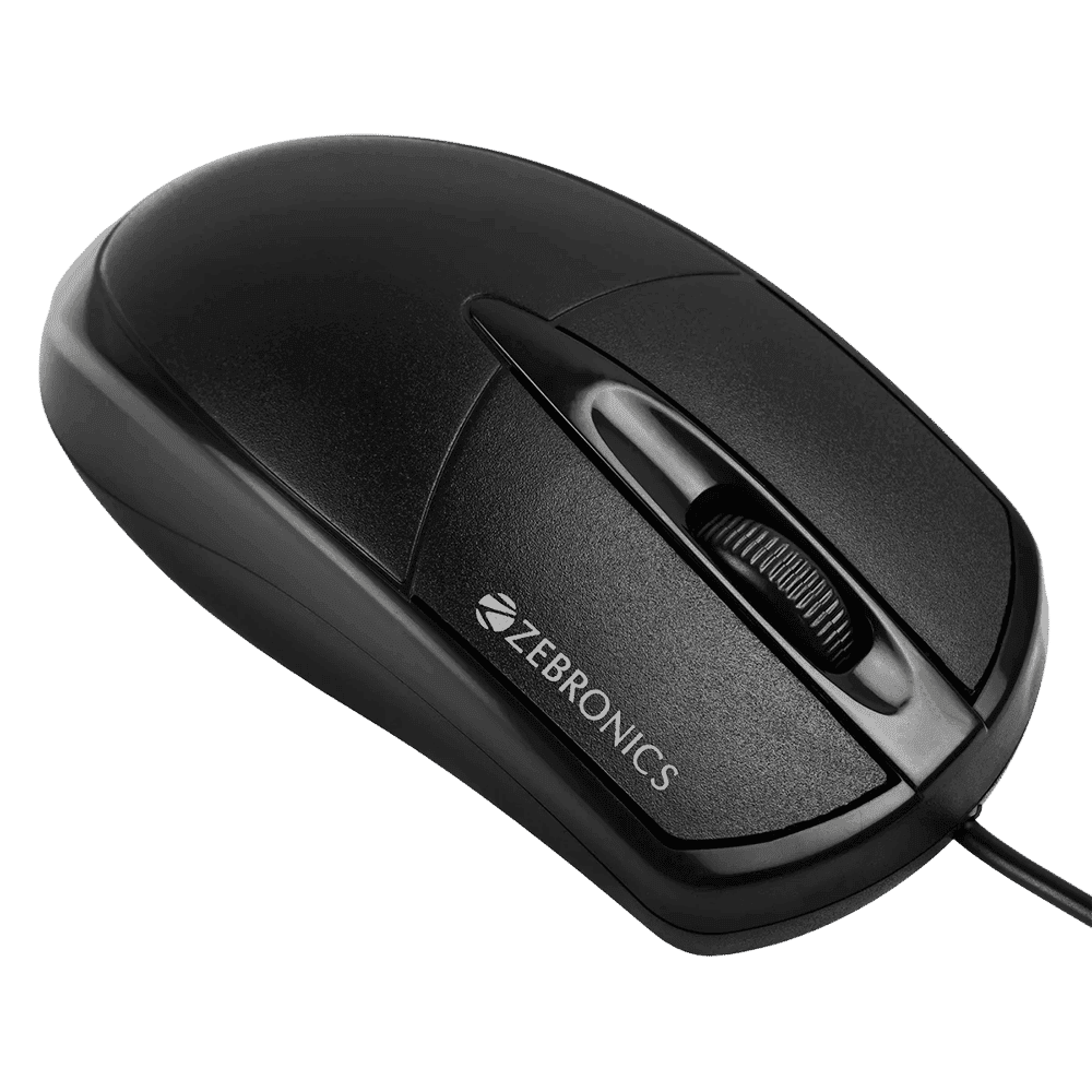 ZEBRONICS Zeb-Byte Wired Optical Mouse (1000 DPI, Ergonomic Design, Black)