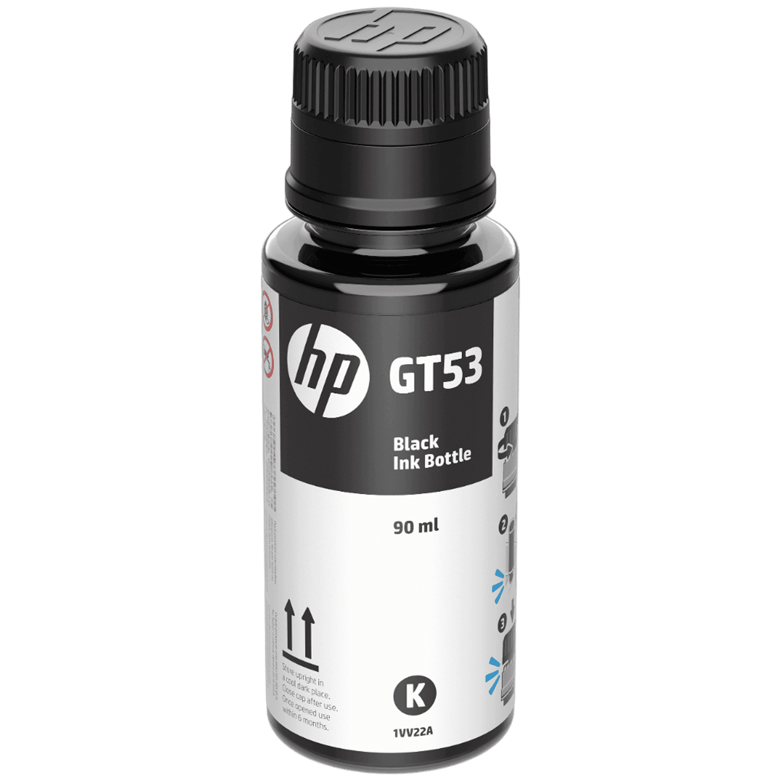 HP GT53 Ink Bottle (90ml, 1VV22AA, Black)