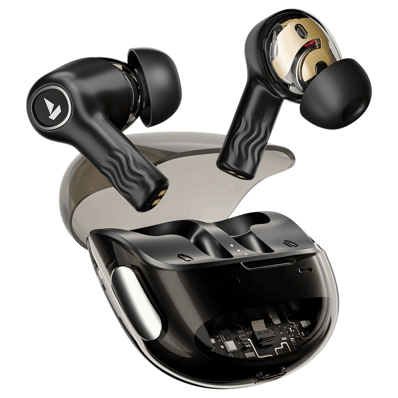boAt Nirvana Crystl TWS Earbuds with Active Noise Cancellation (IPX4 Water Resistant, 60ms Low Latency, Quantum Black)
