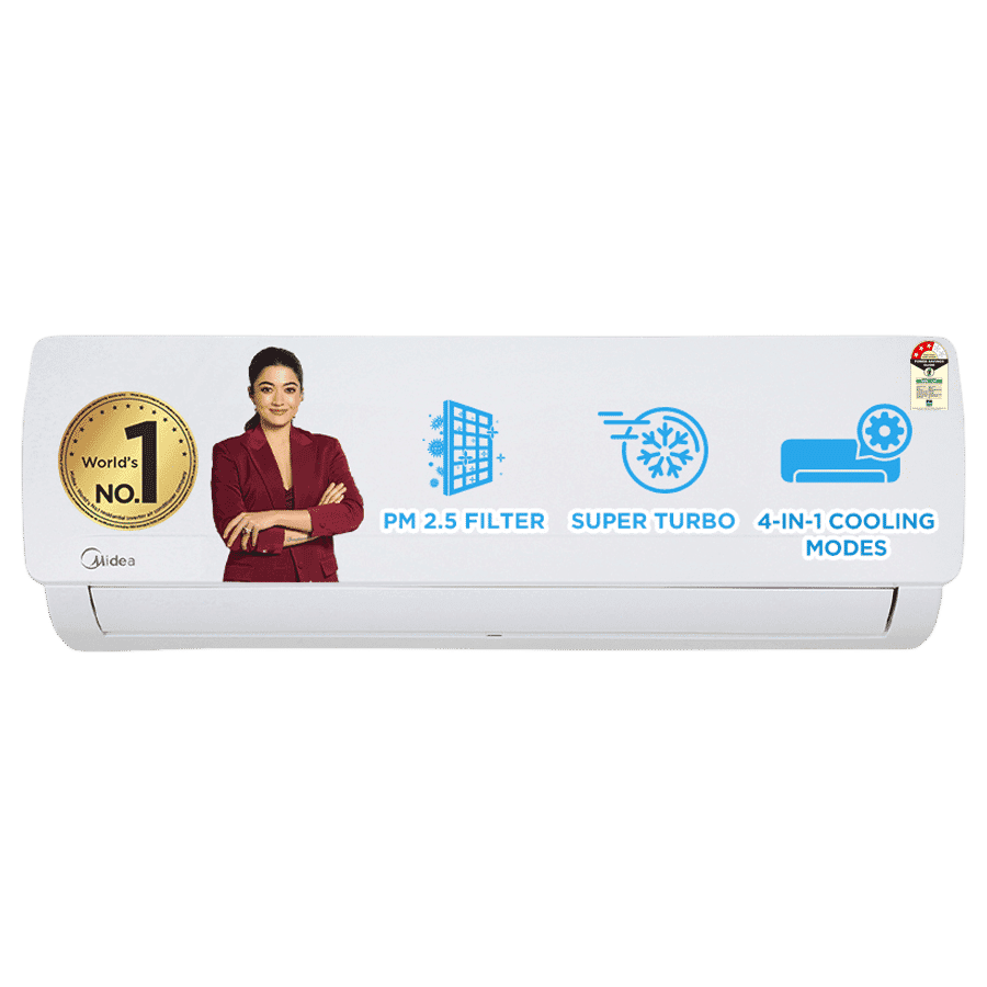 Midea Santis Pro Plus Deluxe 4 in 1 Convertible 1 Ton 3 Star Inverter Split AC with Auto Cleanser (Copper Condenser, MAI12SP3R33F0)