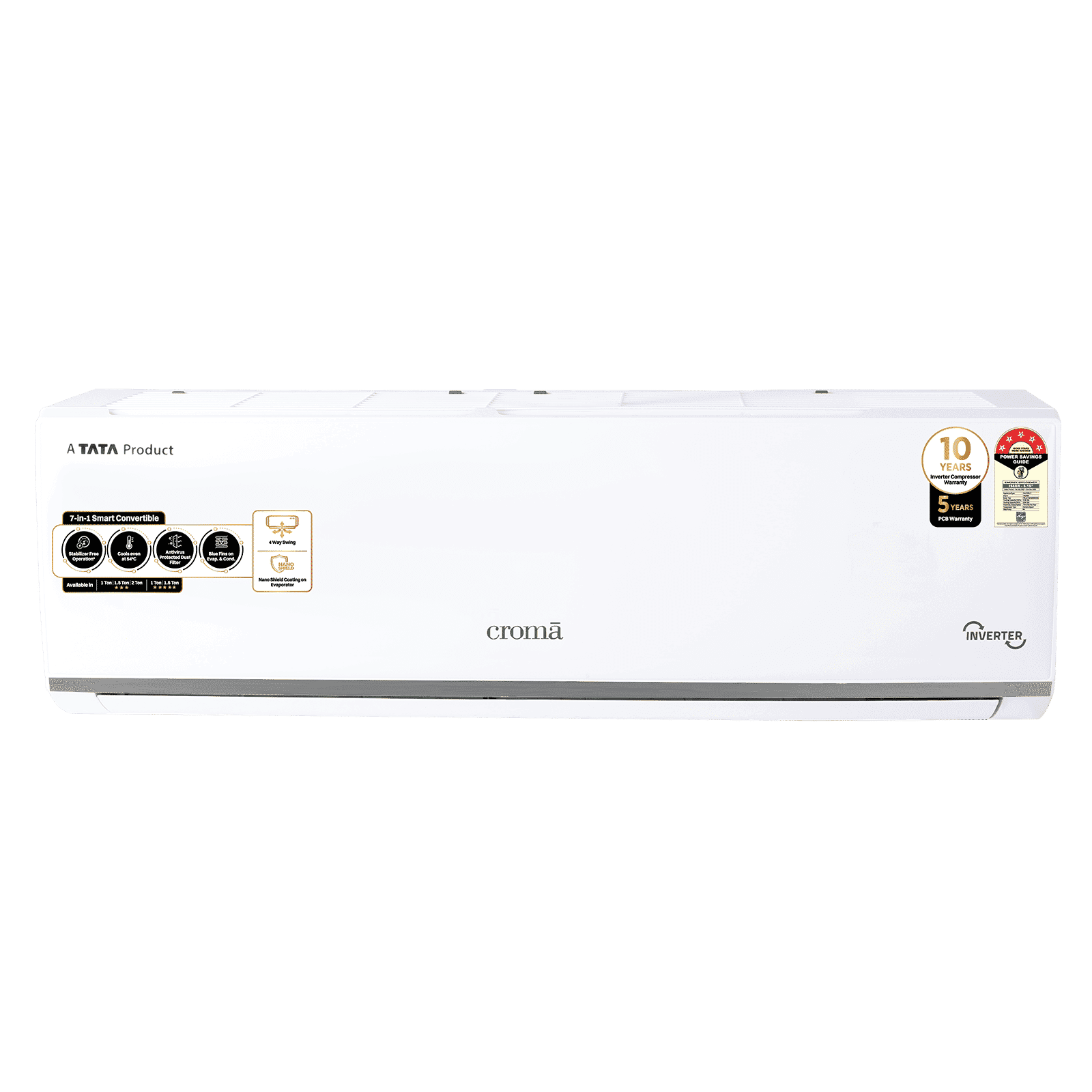 Croma 7 in 1 Convertible 1.5 Ton 5 Star Inverter Split AC with 4 Way Swing(2025 Model, Copper Condenser, CRLA018INF283269)