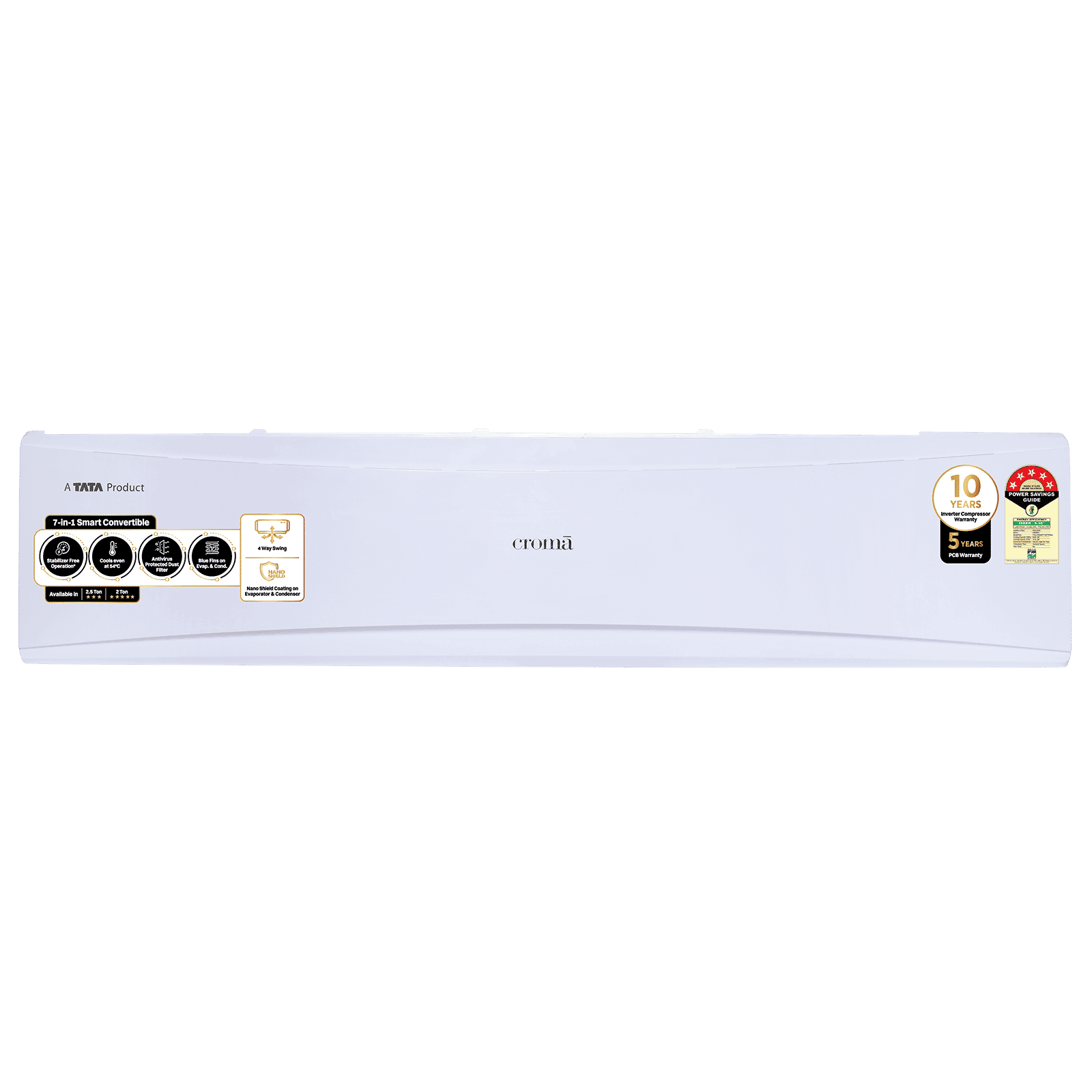Croma 7 in 1 Convertible 2 Ton 5 Star Inverter Split AC with PM 2.5 Filter (2025 Model, Copper Condenser, CRLA024INF170279)