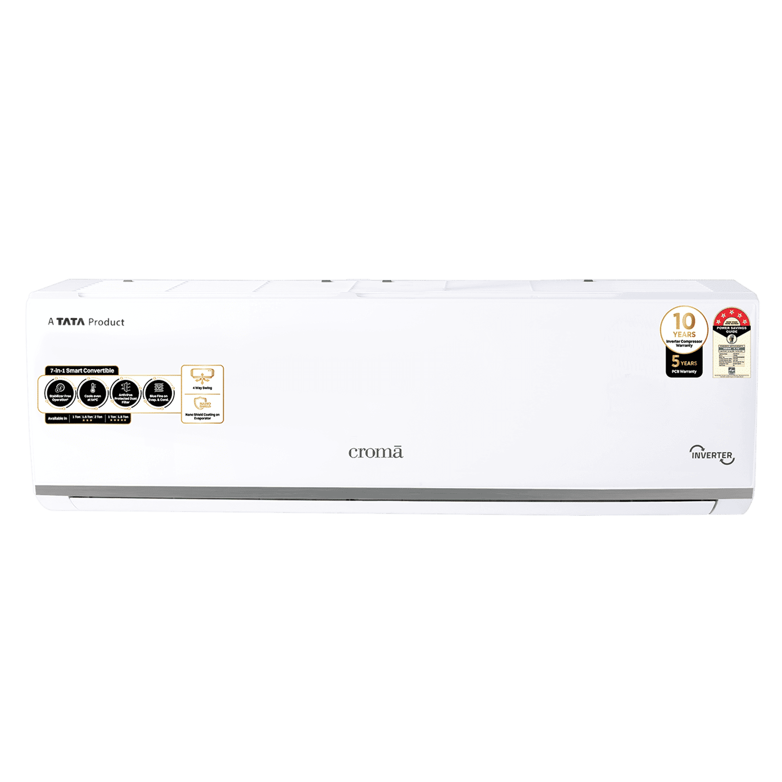 Croma 7 in 1 Convertible 1.5 Ton 5 Star Inverter Split AC with Temperature Sensor (2025 Model, Copper Condenser, CRLA018INF283280)