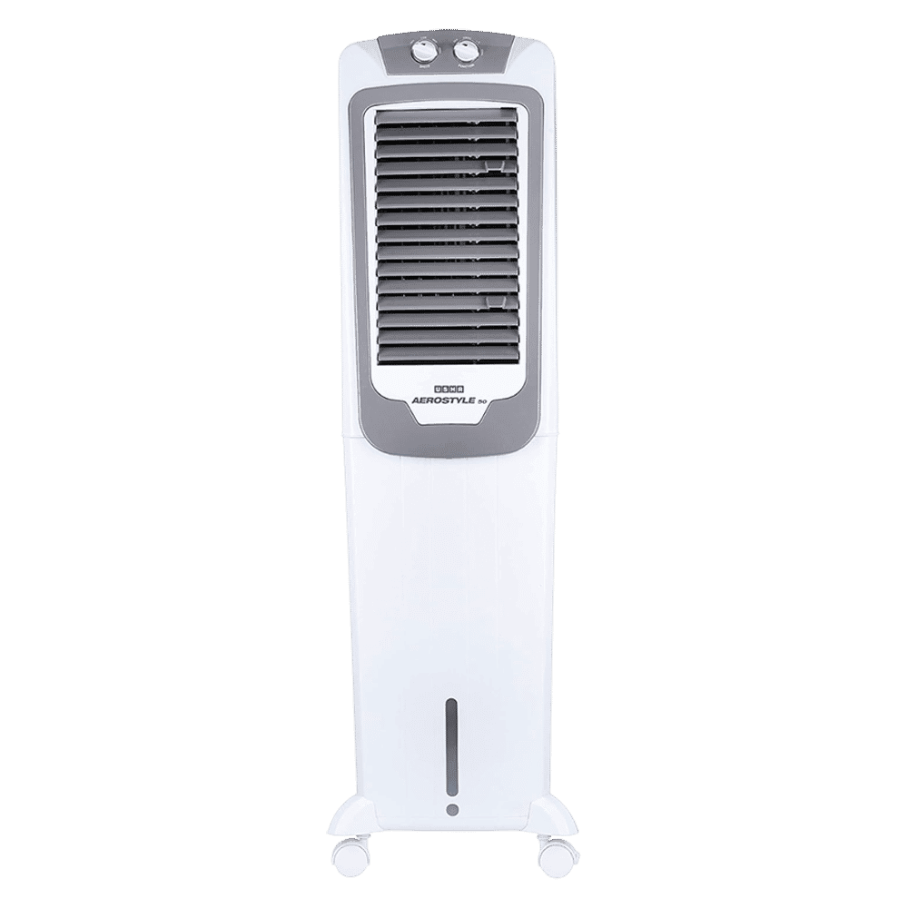 USHA AeroStyles 50 Litres Tower Air Cooler with Dust Filter (EasyClean Ice Chamber, White)