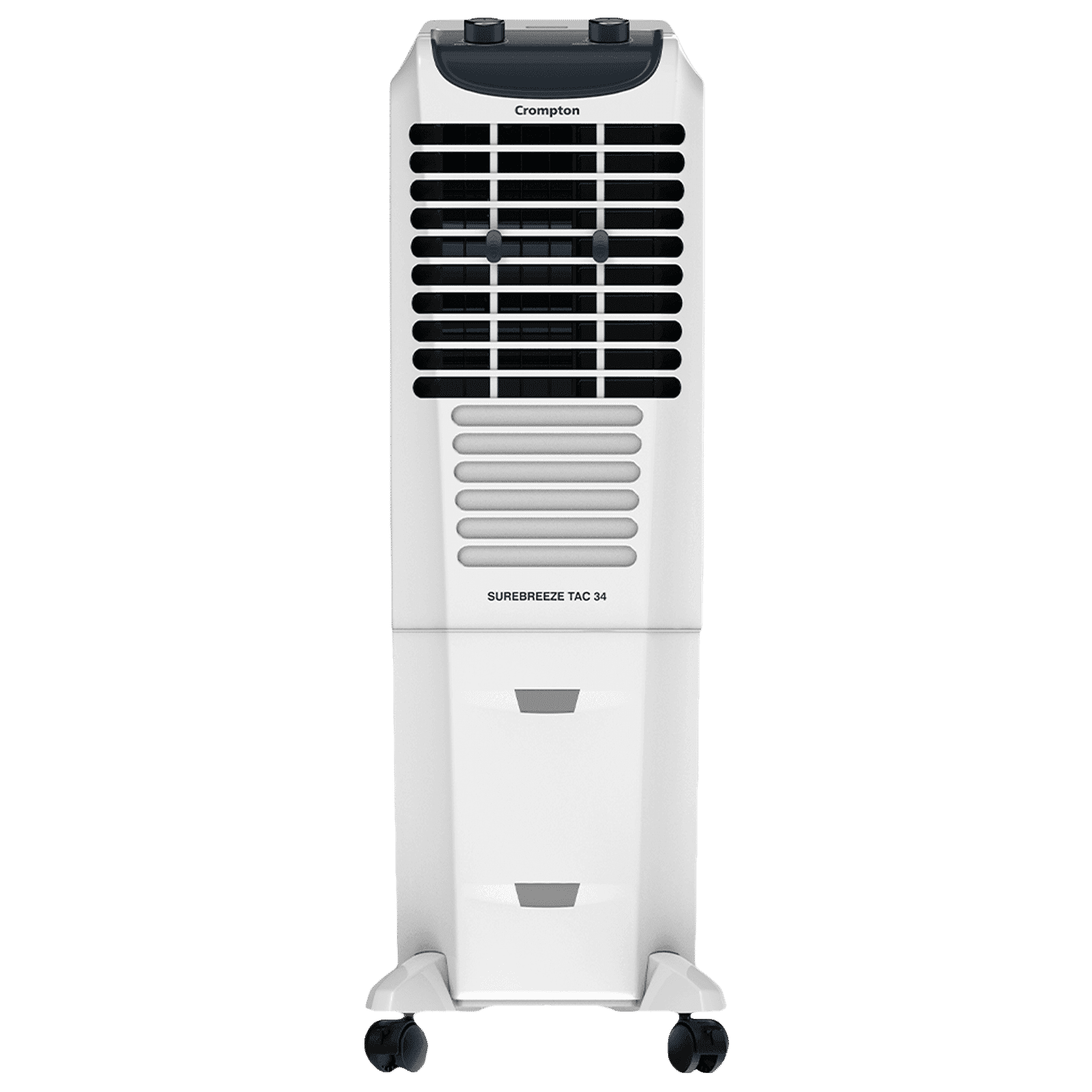 Crompton Surebreeze 34 Litres Tower Air Cooler with Overload Protection (4 Way Air Deflection, White & Black)