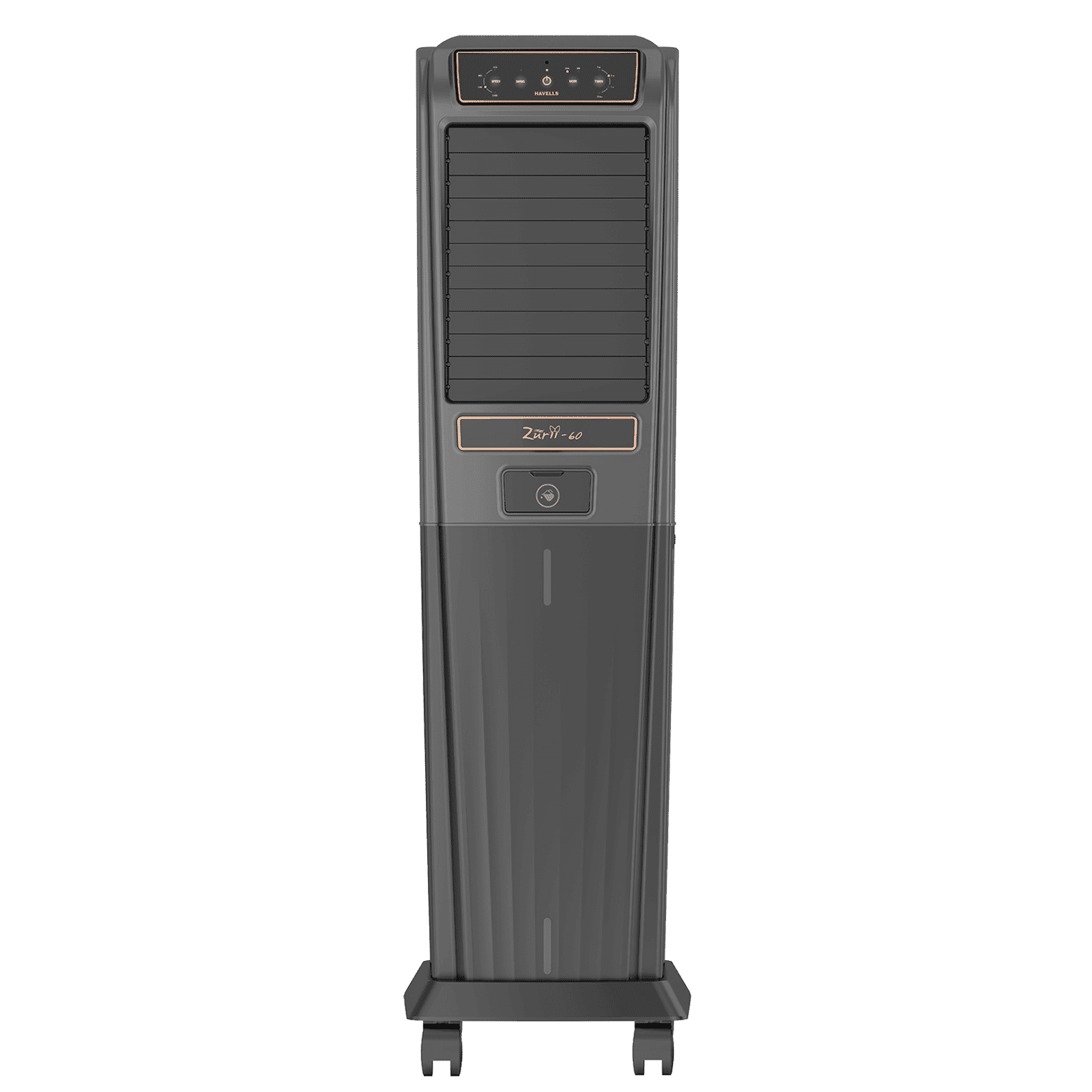 HAVELLS Zurii 60 Litres Tower Air Cooler with Dust Filter Net (Low Water Alarm, Black & Grey)