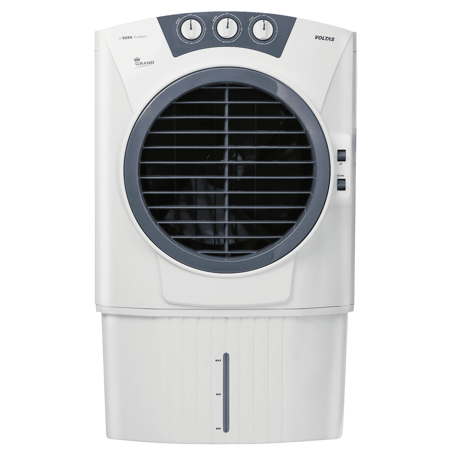 VOLTAS Grand 72 Litres Desert Air Cooler with Thermal Overload Protection (3 Speed Control, White & Grey)