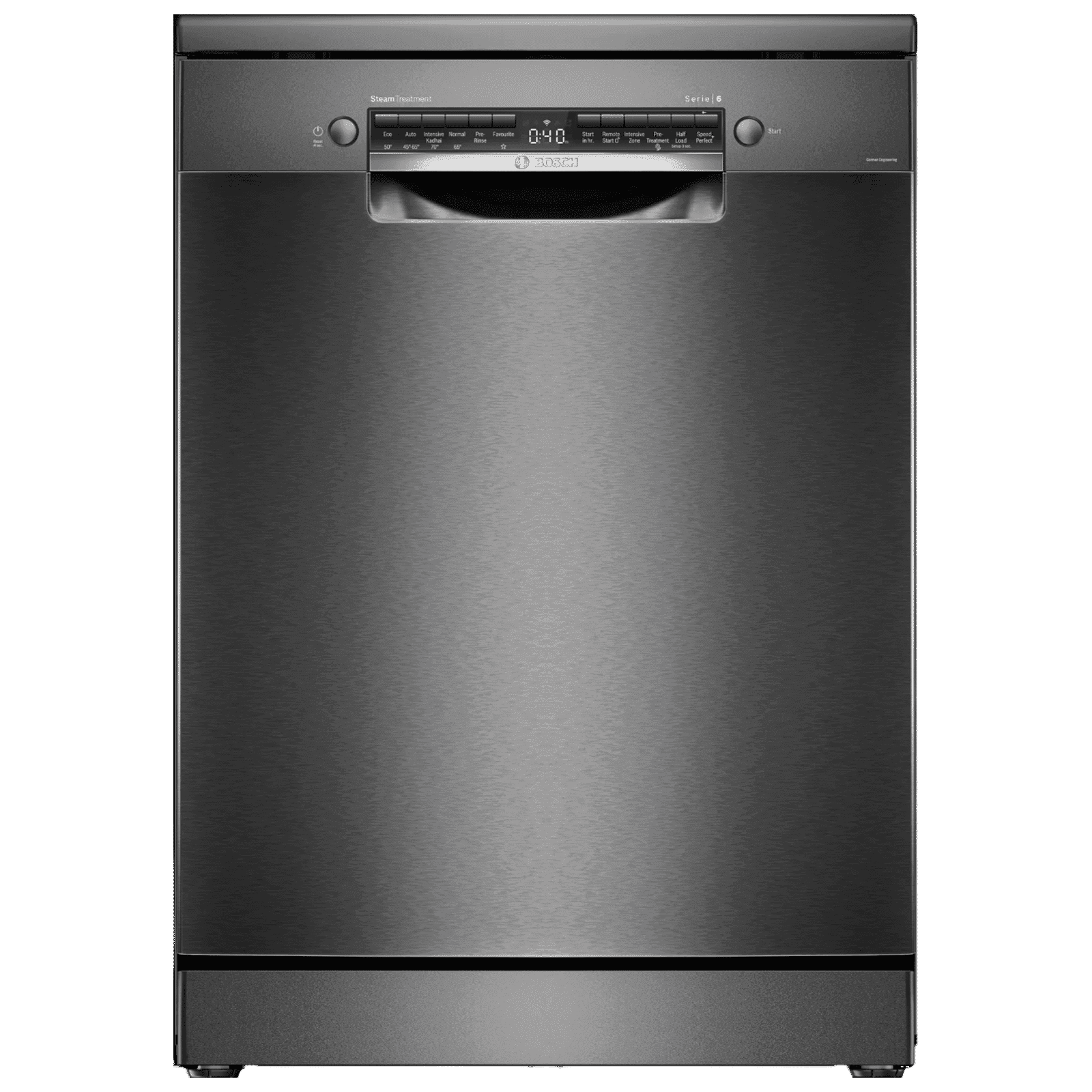 BOSCH Series 6 15 Place Settings Free Standing Dishwasher with Anti-Fingerprint (No Pre-rinse Required, Black Inox)
