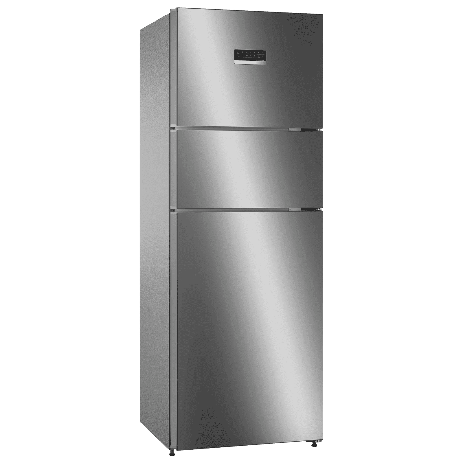 BOSCH Series 4 335 Litres Frost Free Triple Door Convertible Refrigerator with Temperature Display (CMC36K05NI, Smoky Steel)