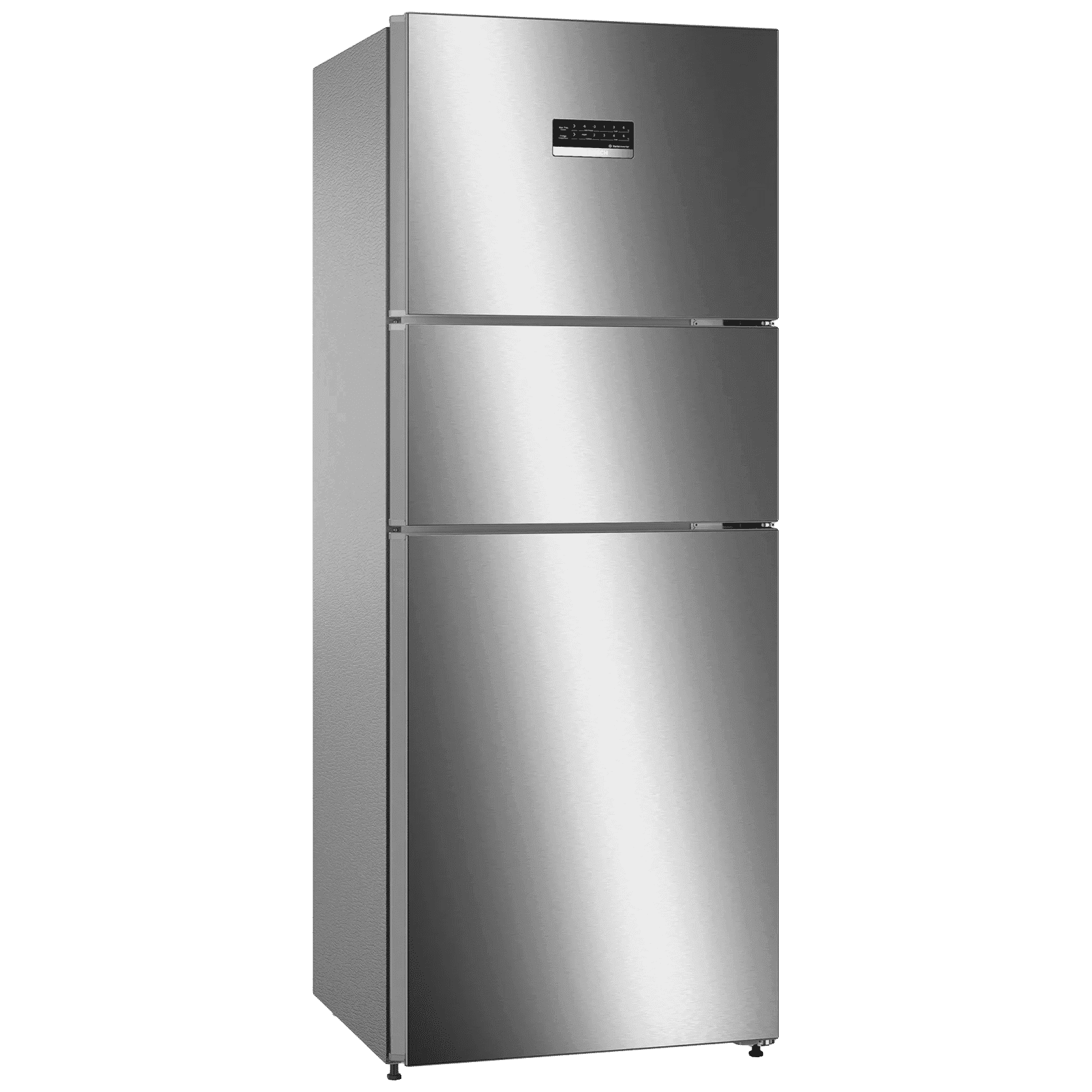 BOSCH Series 4 303 Litres Frost Free Triple Door Convertible Refrigerator with Temperature Display (CMC33K05NI, Smoky Steel)