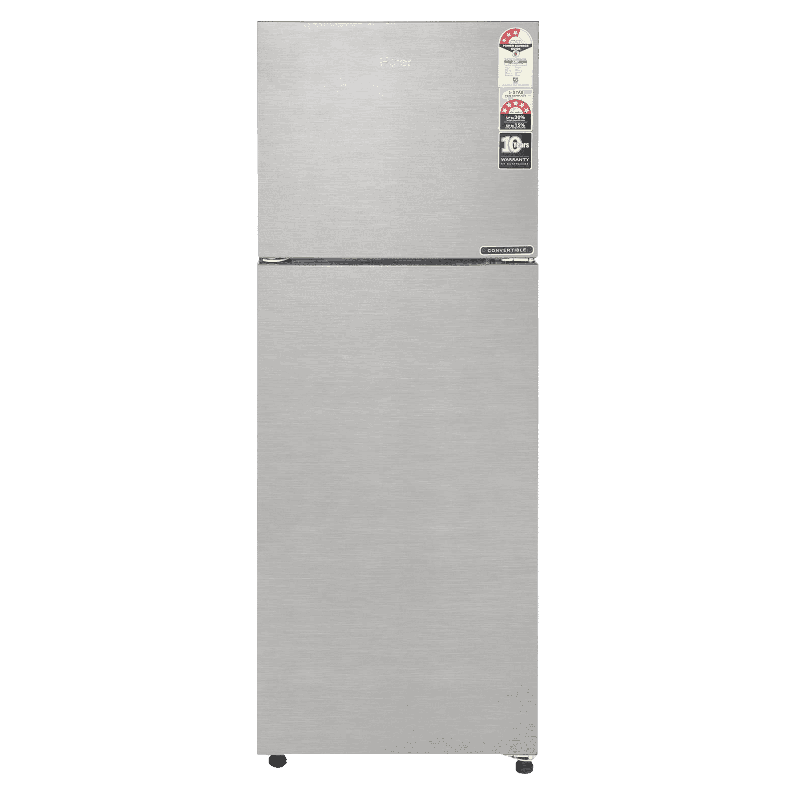 Haier 240 Litres 2 Star Frost Free Double Door Convertible Refrigerator with Turbo Icing Technology (HEF-25TDS, Dazzle Steel)