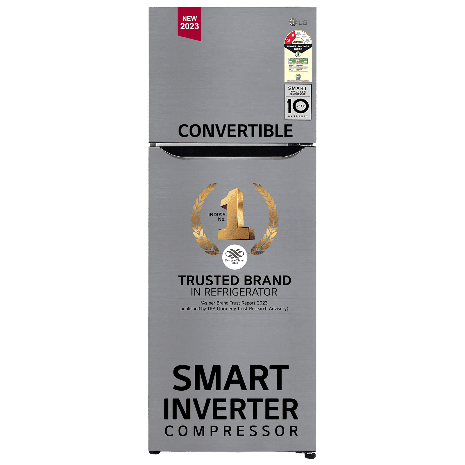 LG 288 Litres 2 Star Frost Free Double Door Convertible Refrigerator with Multi Air Flow (GL-S322SPZY.APZZEB, Shiny Steel)