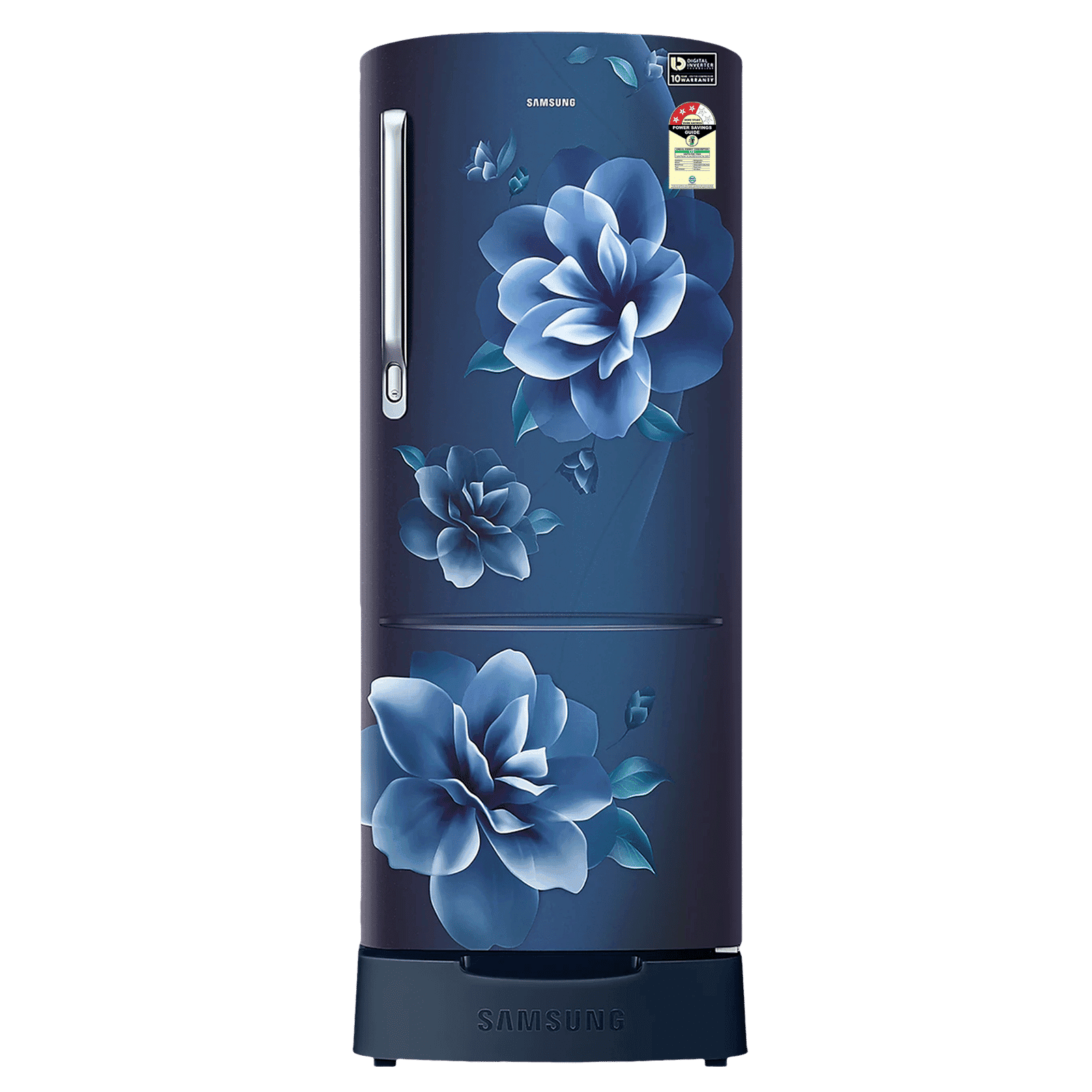 SAMSUNG Stylish Grande 223 Litres3 Star Direct Cool Single Door Refrigerator with Base Stand Drawer (RR24C2823CU/NL, Camellia Blue)