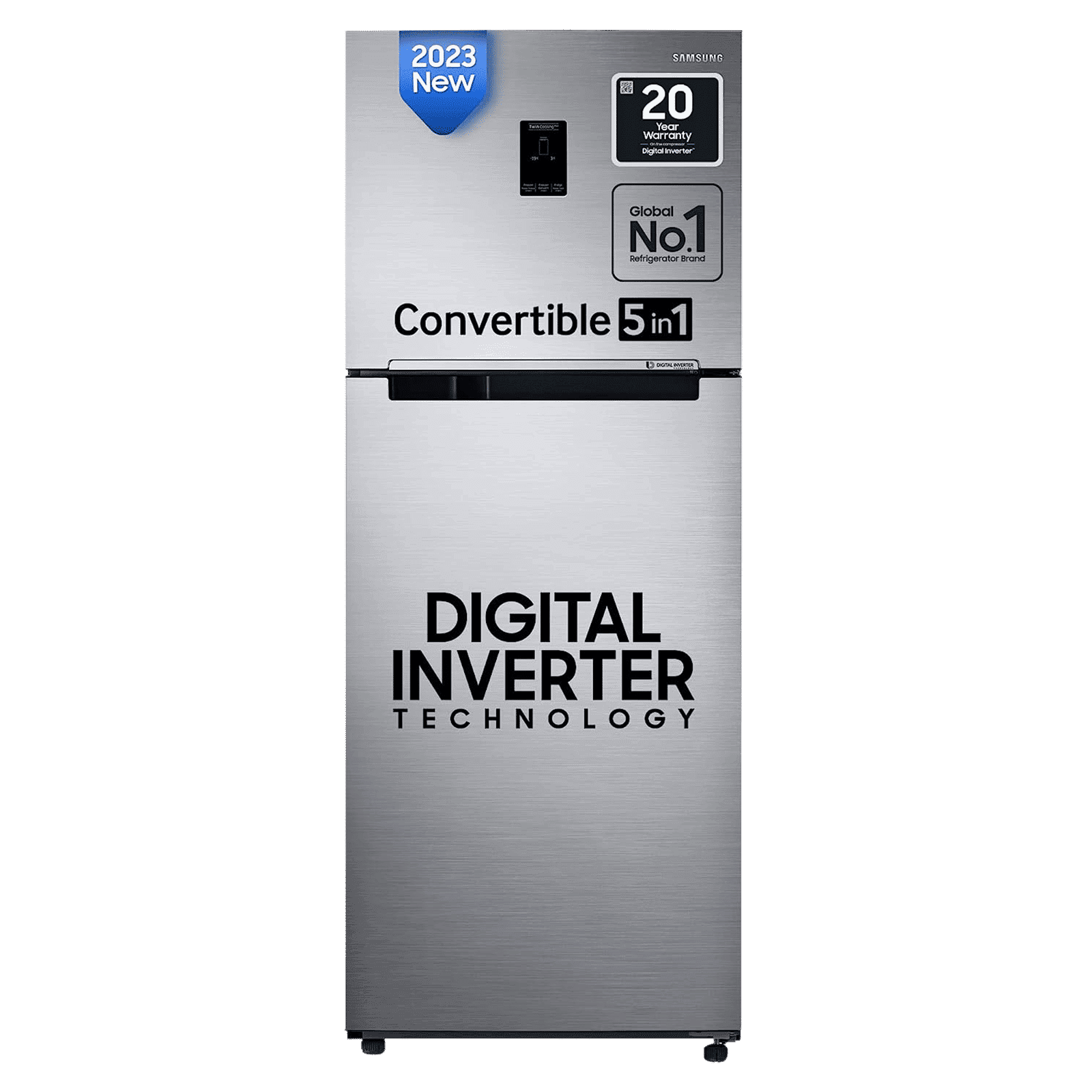 SAMSUNG 363 Litres 2 Star Frost Free Double Door Convertible Refrigerator with Stabilizer Free Operation (RT39C5532S8/HL, Elegant Inox)