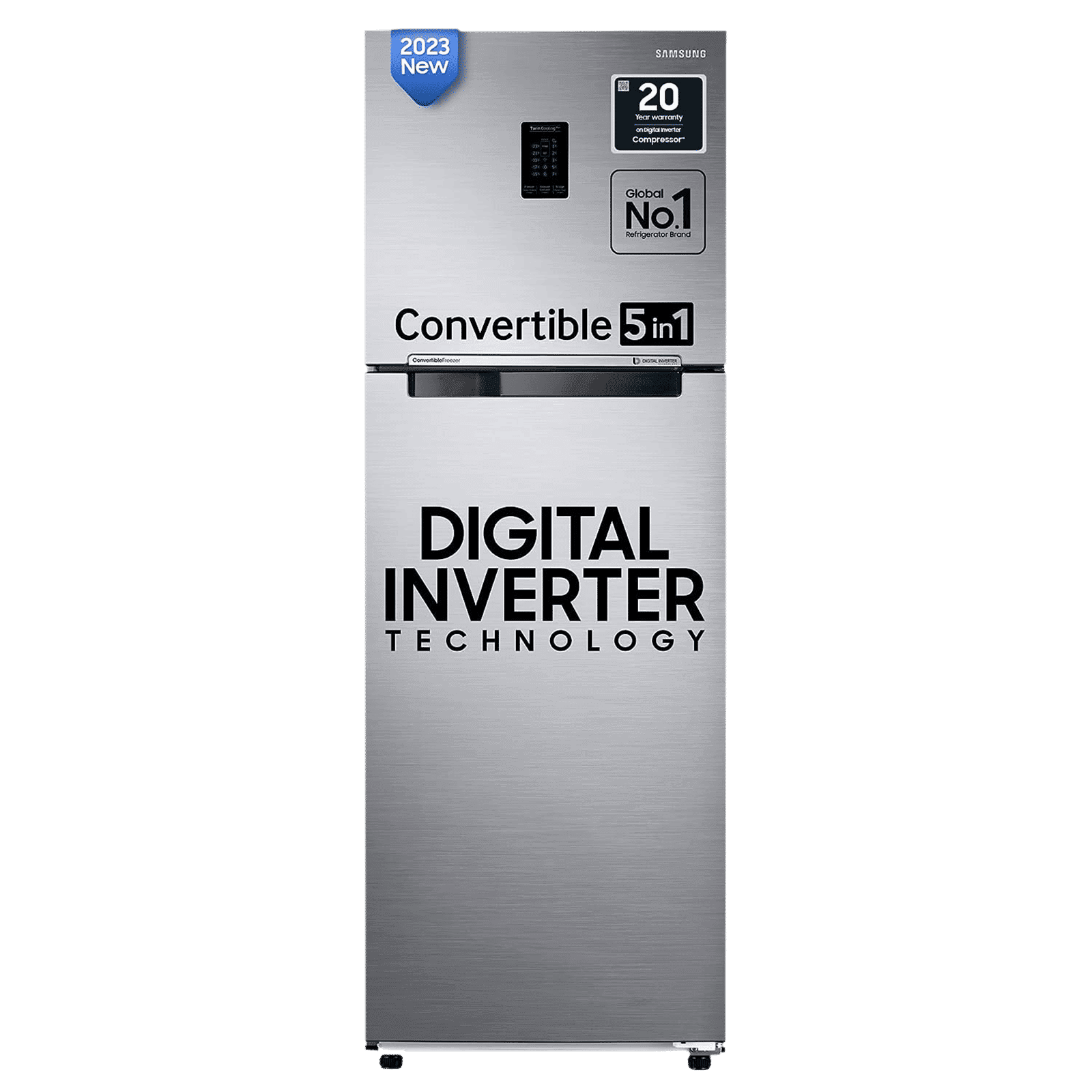 SAMSUNG 322 Litres 3 Star Frost Free Double Door Convertible Refrigerator with Stabilizer Free Operation (RT37C4523S8/HL, Elegant Inox)