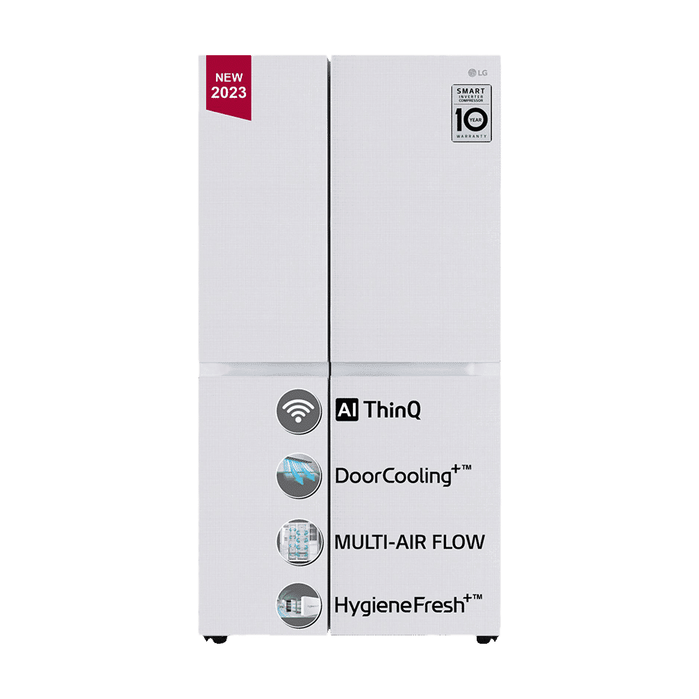 LG 650 Litres 3 Star Frost Free Side by Side Convertible Refrigerator with Smart Inverter Compressor (GLB257DLW3, Linen White)