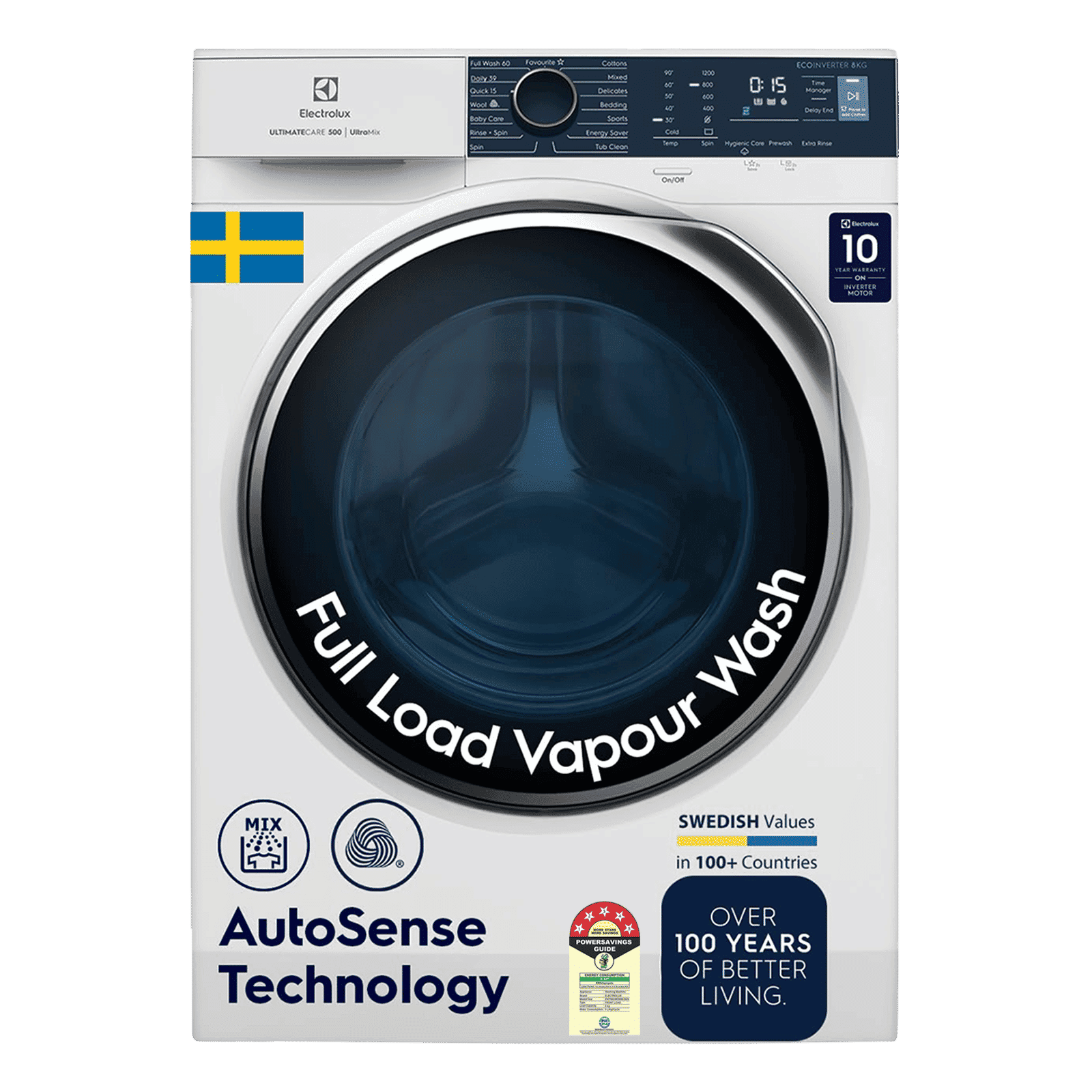 Electrolux 8 Kg 5 Star Fully Automatic Front Load Washing Machine (UltimateCare 500, EWF8024R5WB, UltraMix Technology, White)