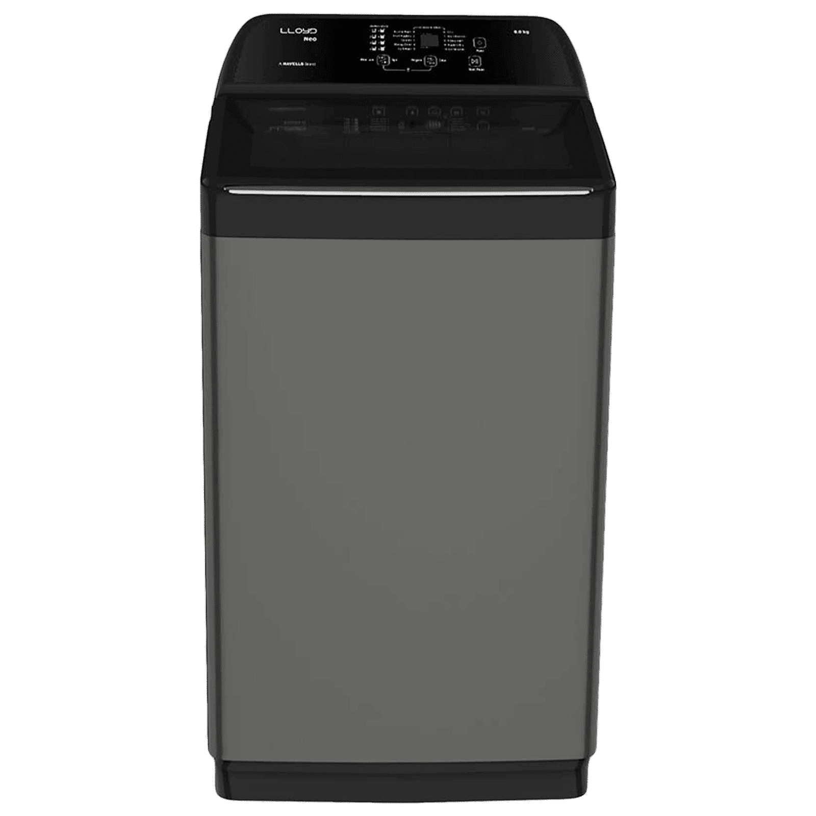 LLOYD 8 kg 5 Star Fully Automatic Top Load Washing Machine (NEO-H, GLWMT80GMBNH, In-built Heater, Mid Black and Black With Chrome)