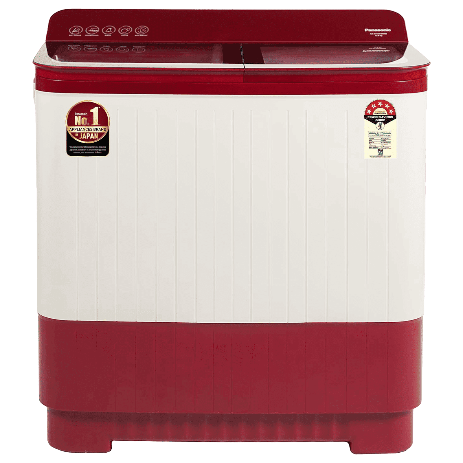 Panasonic 12 kg 5 Star Semi Automatic Washing Machine with Active Foam System (H6, NA-W120H6RRB, Red)