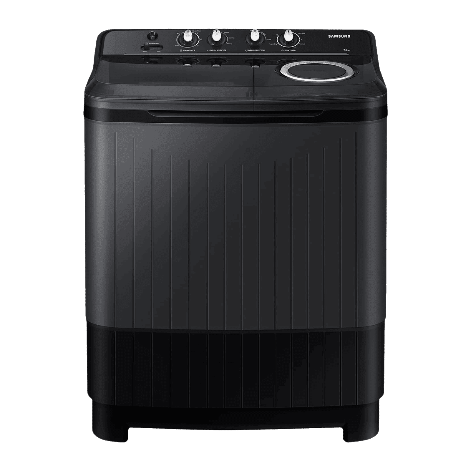SAMSUNG 7.5 kg 5 Star Semi Automatic Washing Machine with Hexa Storm Pulsator (WT75B3200GD/TL, Dark Grey)