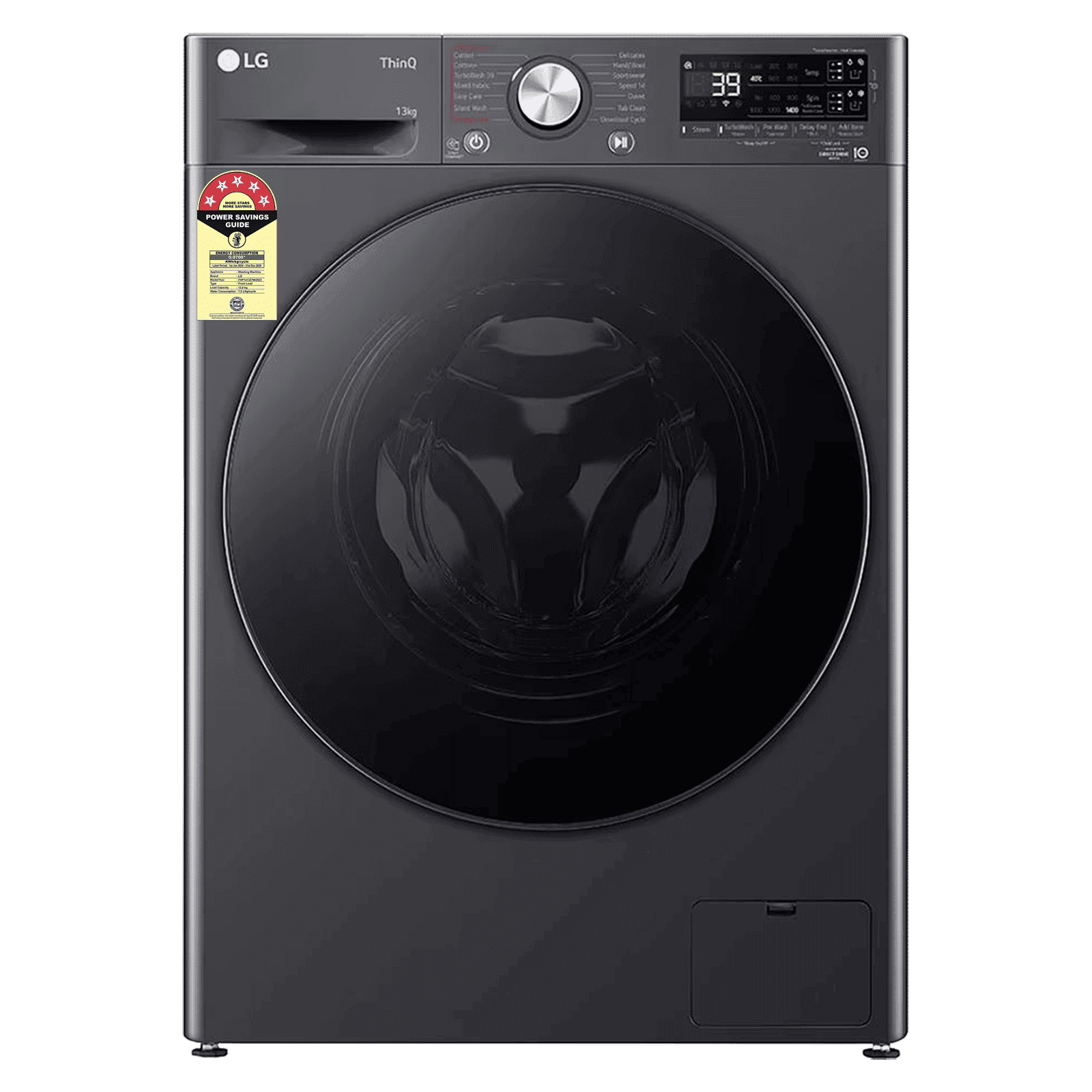 LG 13 kg 5 Star Wi-Fi Inverter Fully Automatic Front Load Washing Machine (FHP1413Z7M, AI Direct Drive, Middle Black)