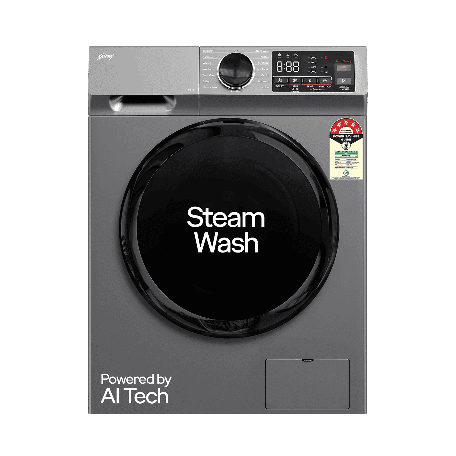 Godrej 10 kg Inverter Fully Automatic Front Load Washing Machine (Eon Celesta, WFEON CEL 1014 IEBT SLSR, In-built Heater, Silver Stream)