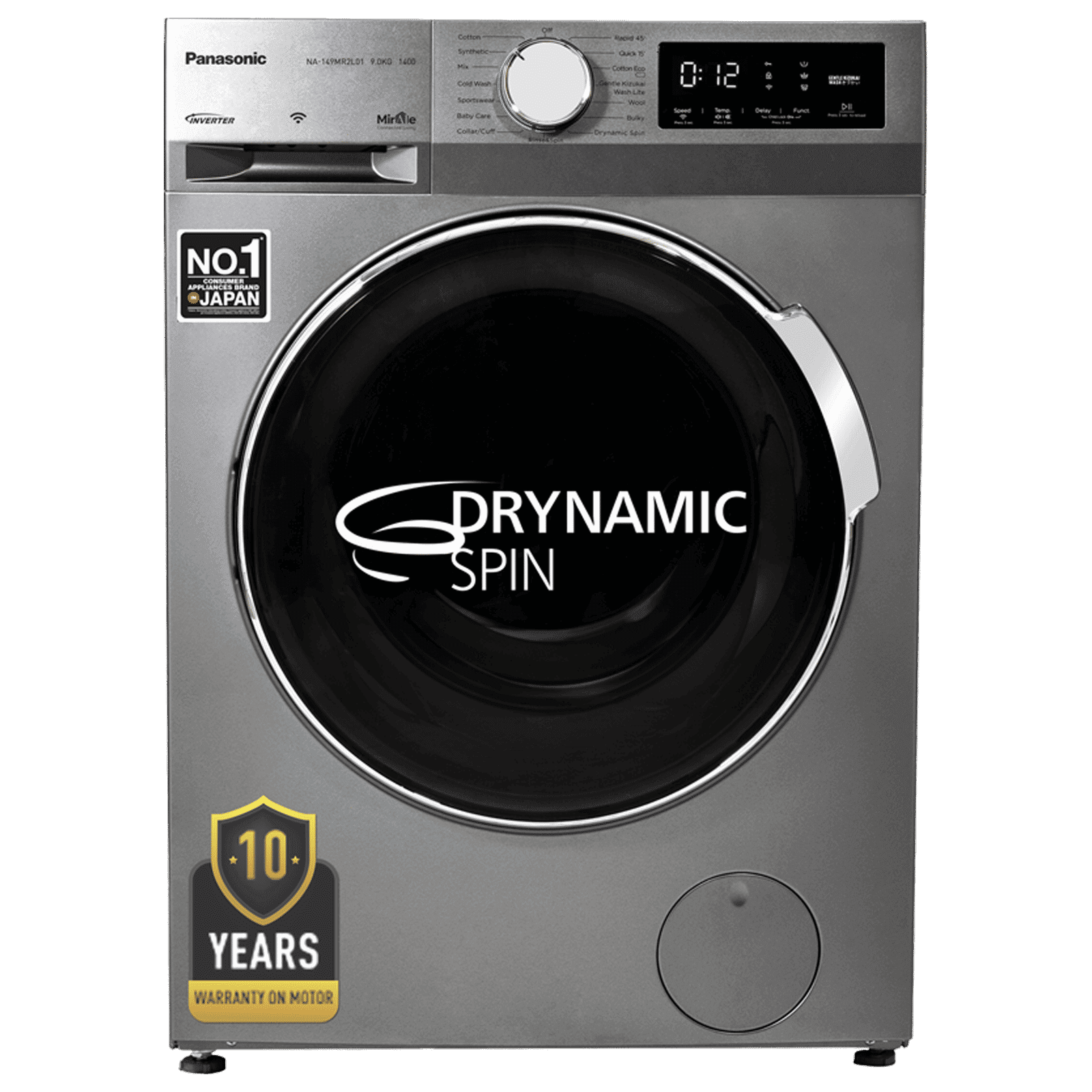 Panasonic 9 kg 5 Star Wi-Fi Fully Automatic Front Load Washing Machine (NA-149MR2L01, In-built Heater, Dark Silver)