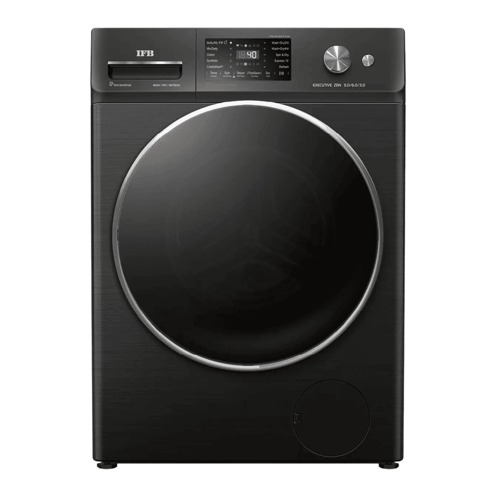IFB 9/6/3 kg Wi-Fi Inverter Fully Automatic Front Load Washer Dryer Refresher (Executive ZBN, AI Technology, Black Hairline)