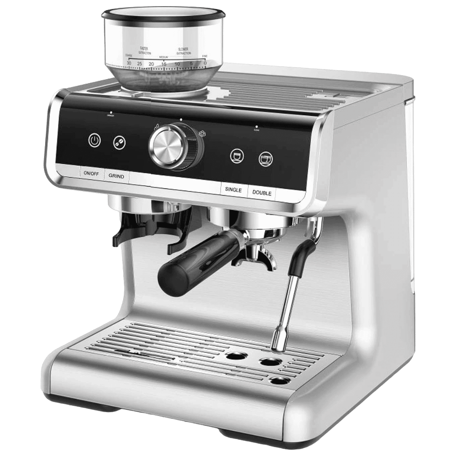 Budan BUDEM102 1500 Watt 35 Cups Manual Espresso, Americano, Latte, Flat White, Ristretto, Lungo, Affogato, Cortado, Ice Latte, Iced Americano & Cappuccino Coffee Maker with Precise PID Temperature Control (Silver)