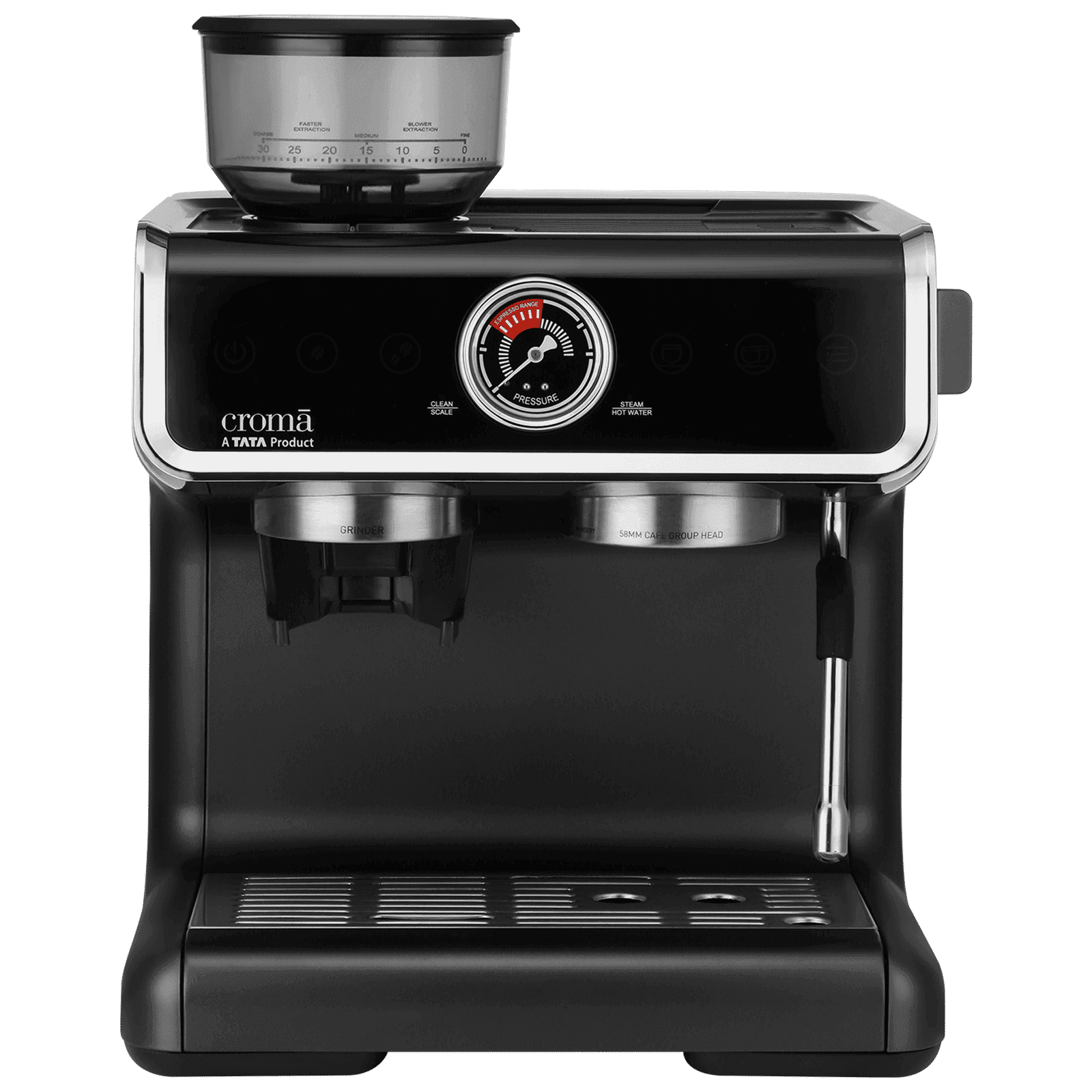 Croma Automatic Espresso, Cappuccino & Latte Coffee Maker with Auto Clean & Descaling Function (Grey)