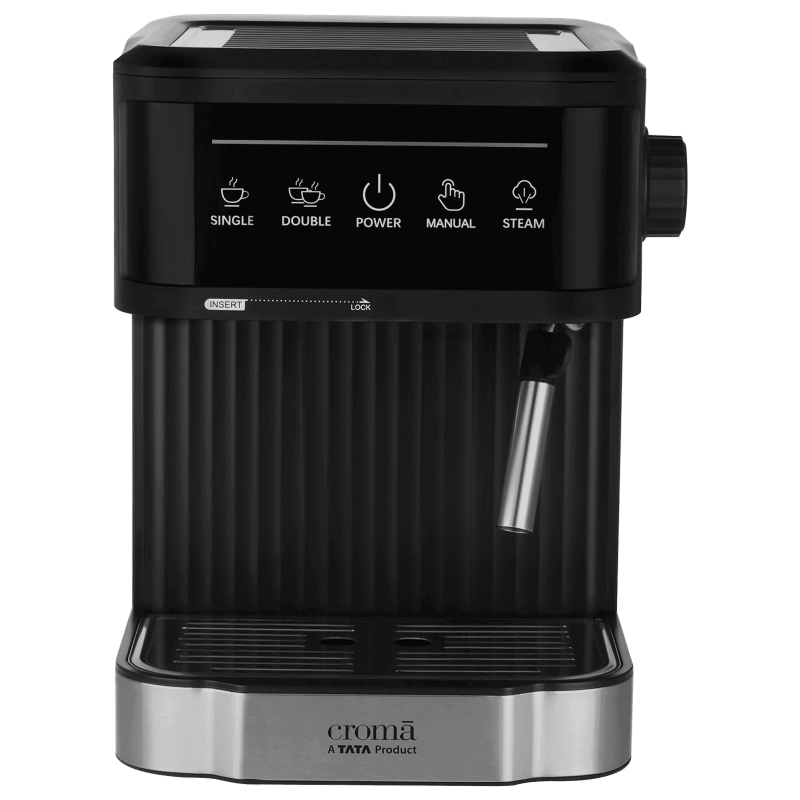Croma Automatic Espresso, Cappuccino & Latte Coffee Maker with Powerful Steam (Black)