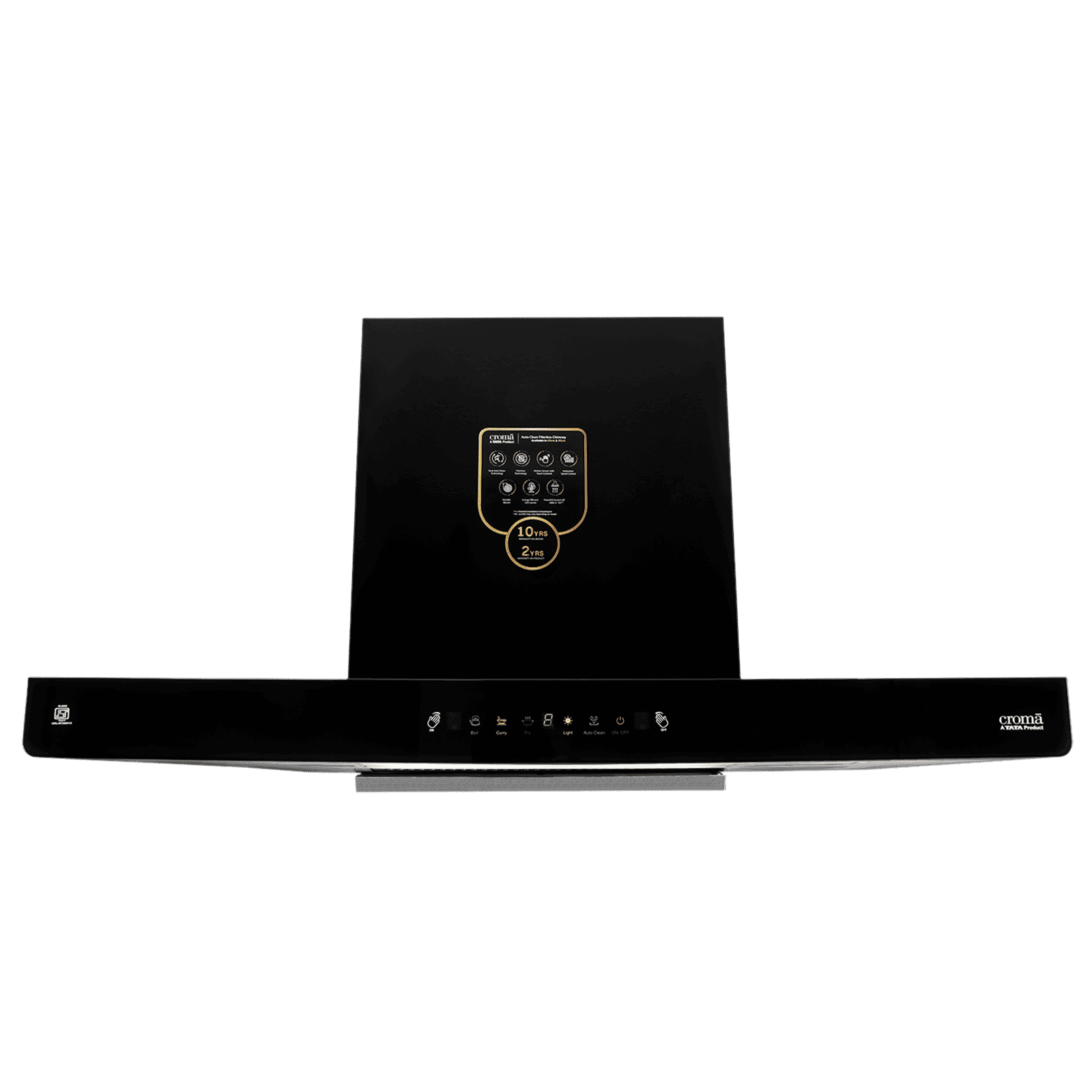 Croma AG1112 90cm 1500m³/hr Auto Clean Wall Mounted Chimney with Touch Control (Black)