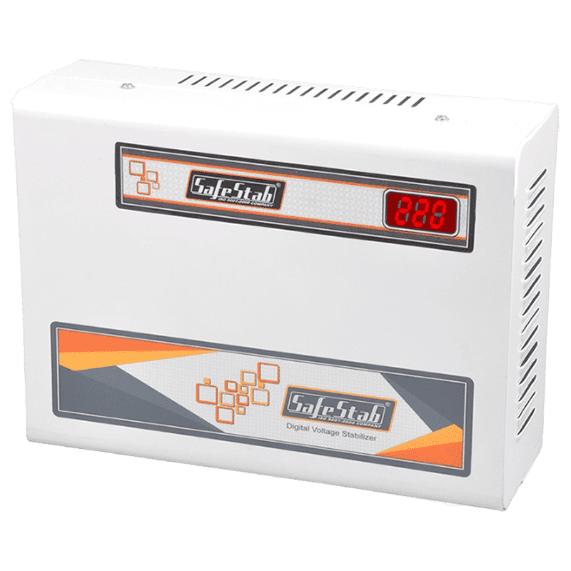 SafeStab 12 Amps Voltage Stabilizer For 1.5T Air Conditioner (150 - 270 V, Latest IC Technology, VST400D PLUS, White)