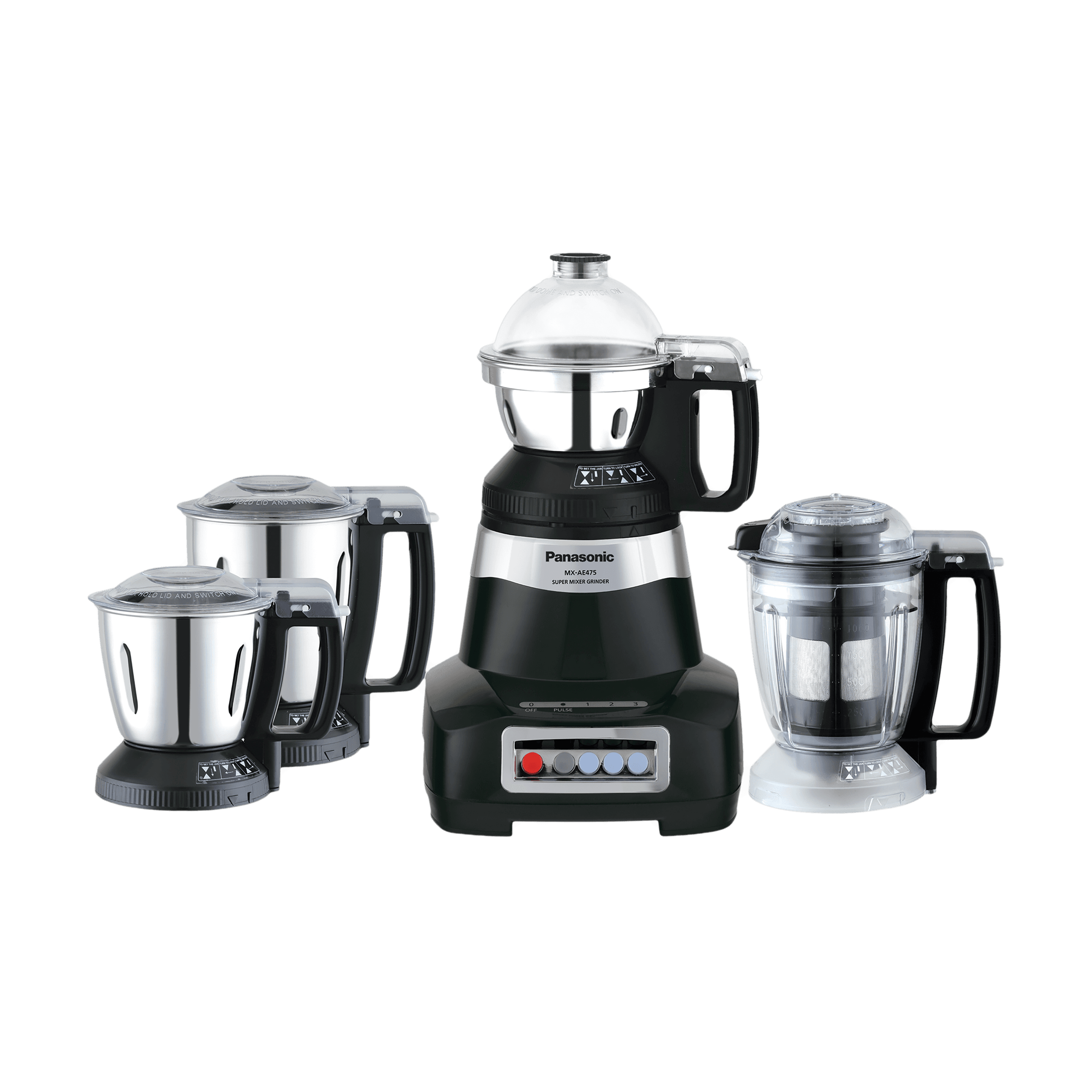 Panasonic 750 Watt 4 Jars Juicer Mixer Grinder (Double Safety Lock, Black)