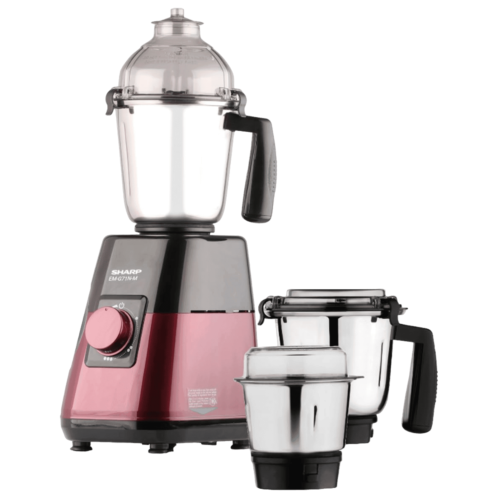 SHARP 750 Watt 3 Jars Juicer Mixer Grinder (20000 RPM, Auto Cut Off, Maroon Metallic)