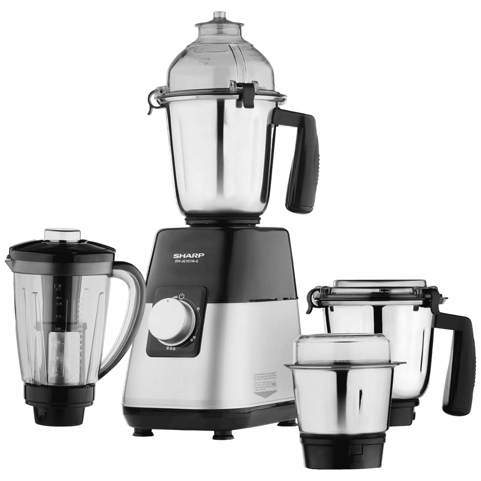 SHARP 1000 Watt 4 Jars Juicer Mixer Grinder (21000 RPM, Auto Cut-off, Silver Metallic)