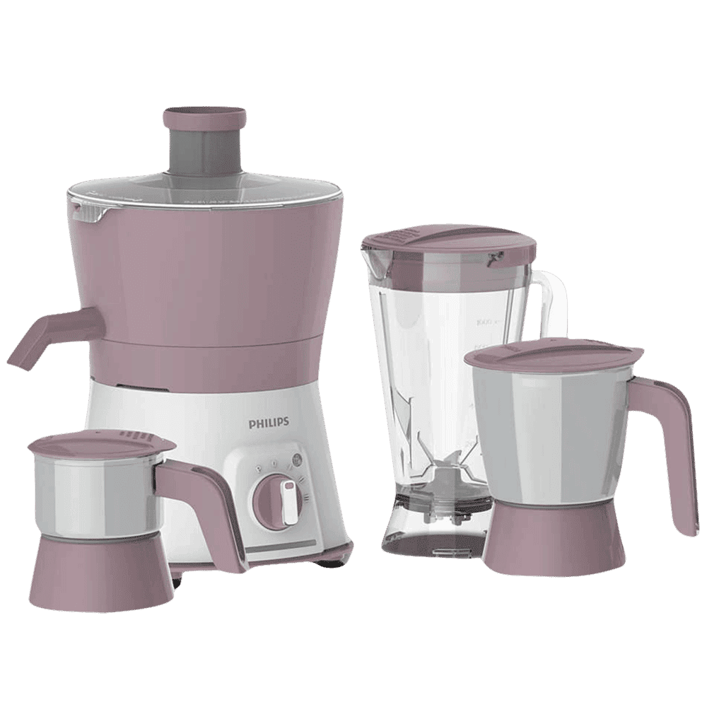 Philips Viva Collection 600 Watt 3 Jars Juicer Mixer Grinder (20000 RPM, Overload Protection, White & Lilac)