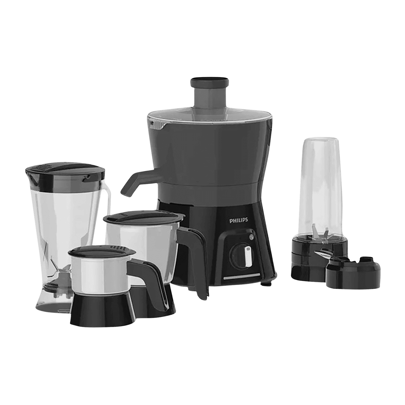 PHILIPS Viva Collection 600 Watt 4 Jars Juicer Mixer Grinder (20000 RPM, Overload Protection, Carbon Black & Cashmere Grey)