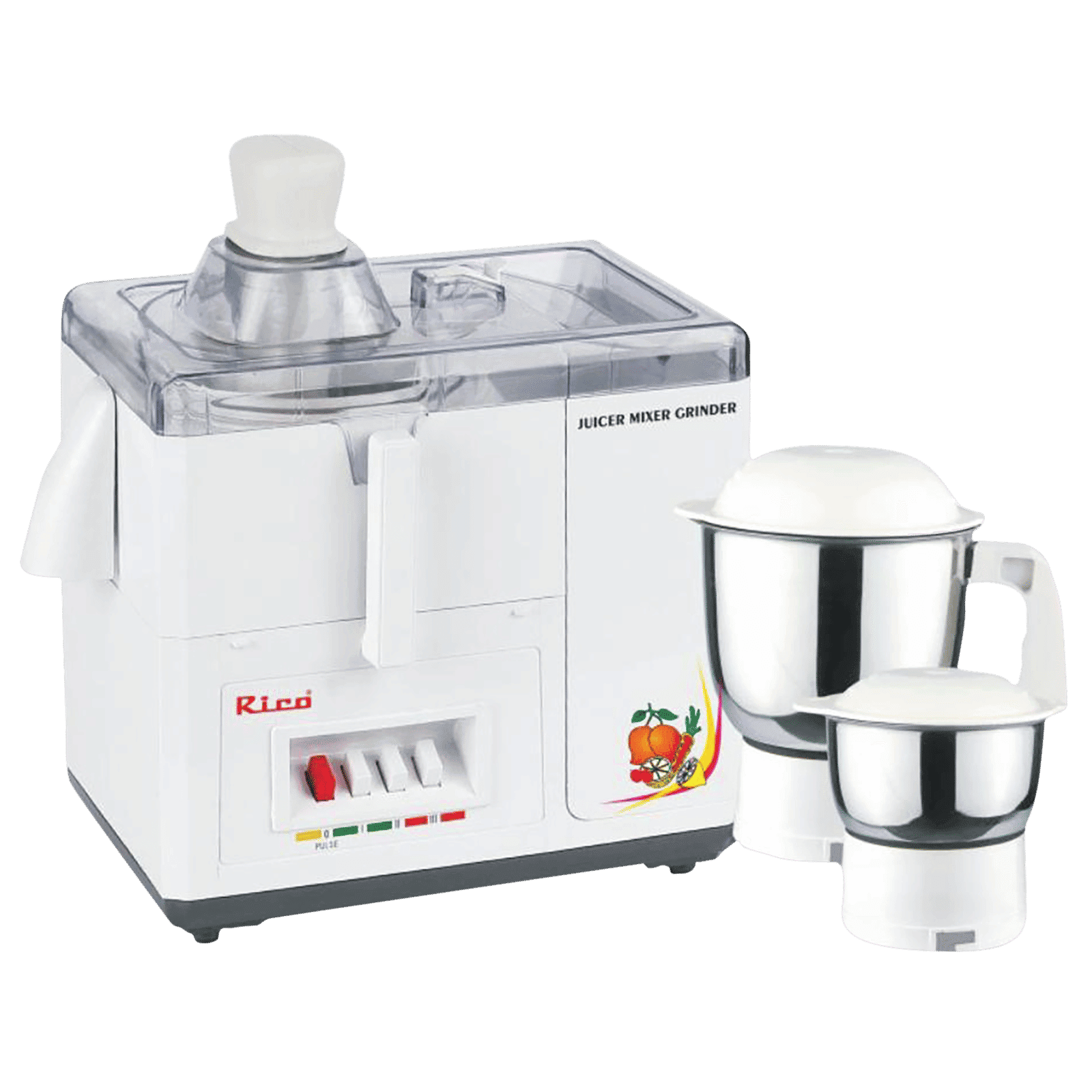 Rico 550 Watt 2 Jars Juicer Mixer Grinder (18000 RPM, Super Powerful Motor, White)