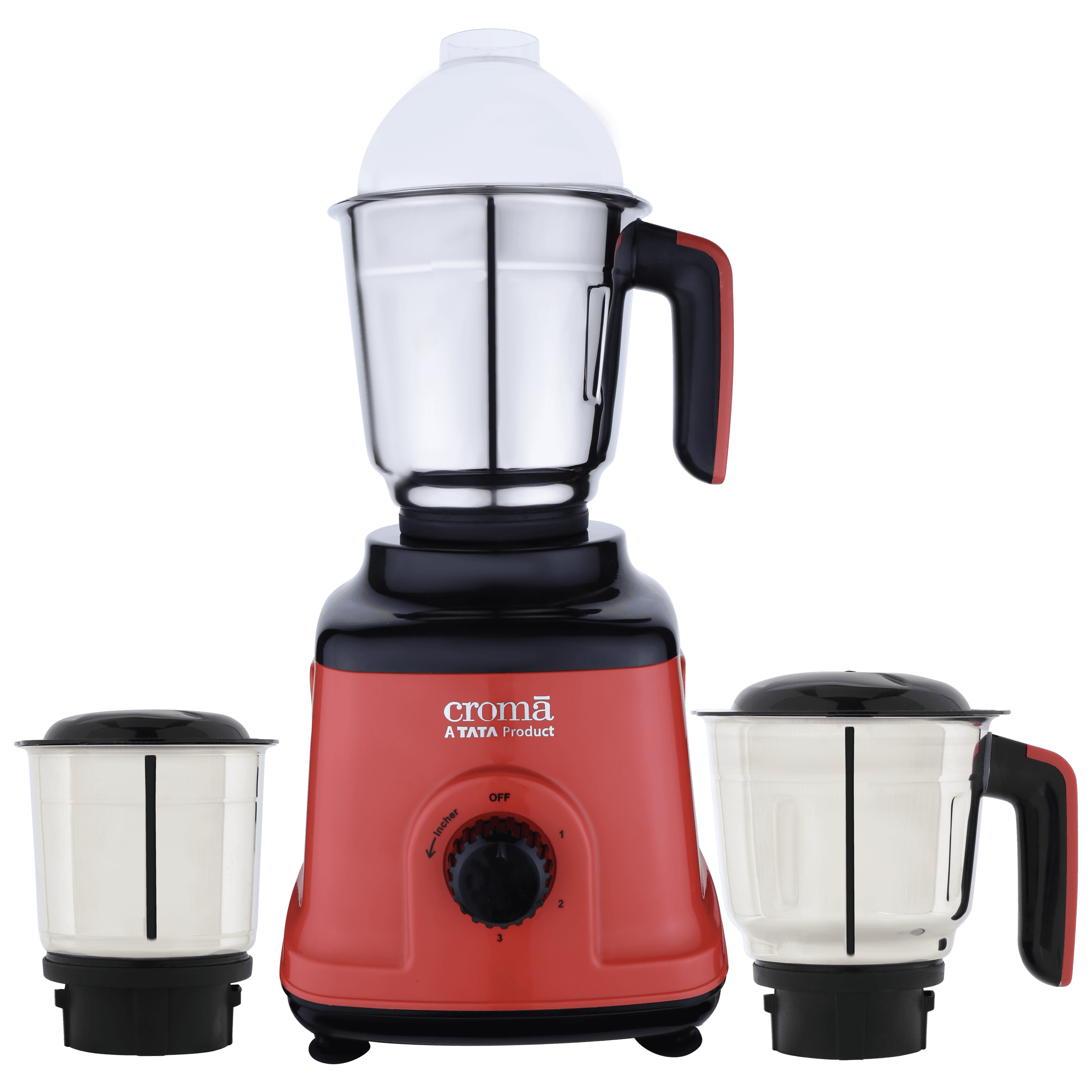 Croma 750 Watt 3 Jars Mixer Grinder (20000 RPM, Overload Protection, Red & Black)