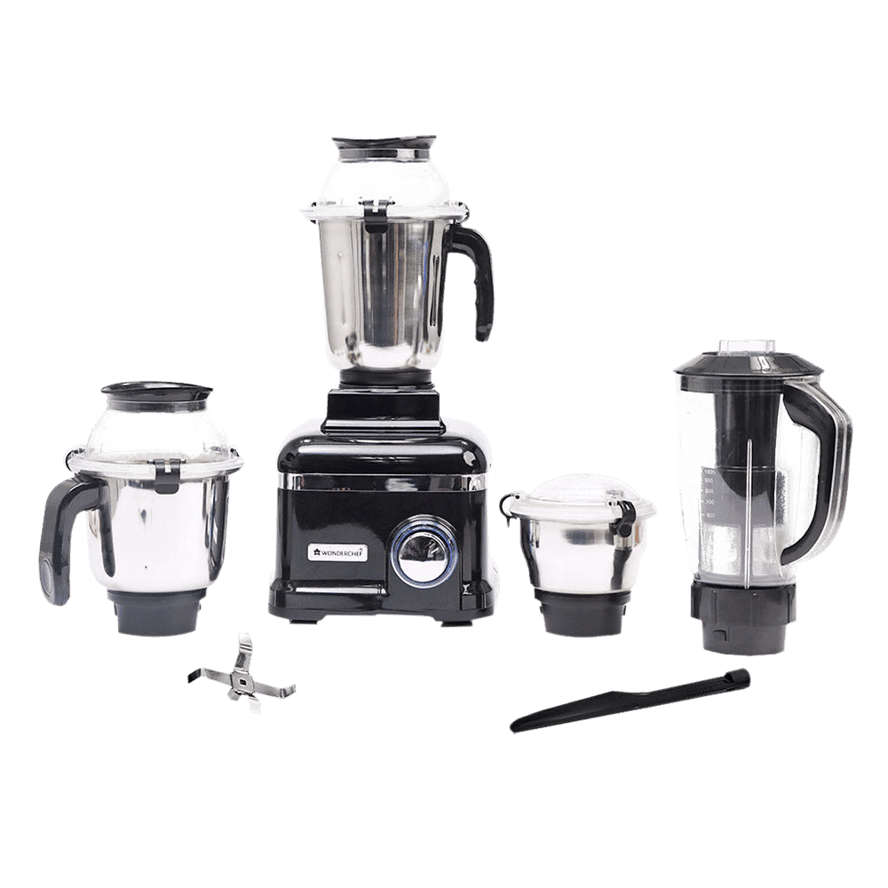 WONDERCHEF Sumo Black DLX 1000 Watt 4 Jars Mixer Grinder (Advanced Air Ventilation System, Black)