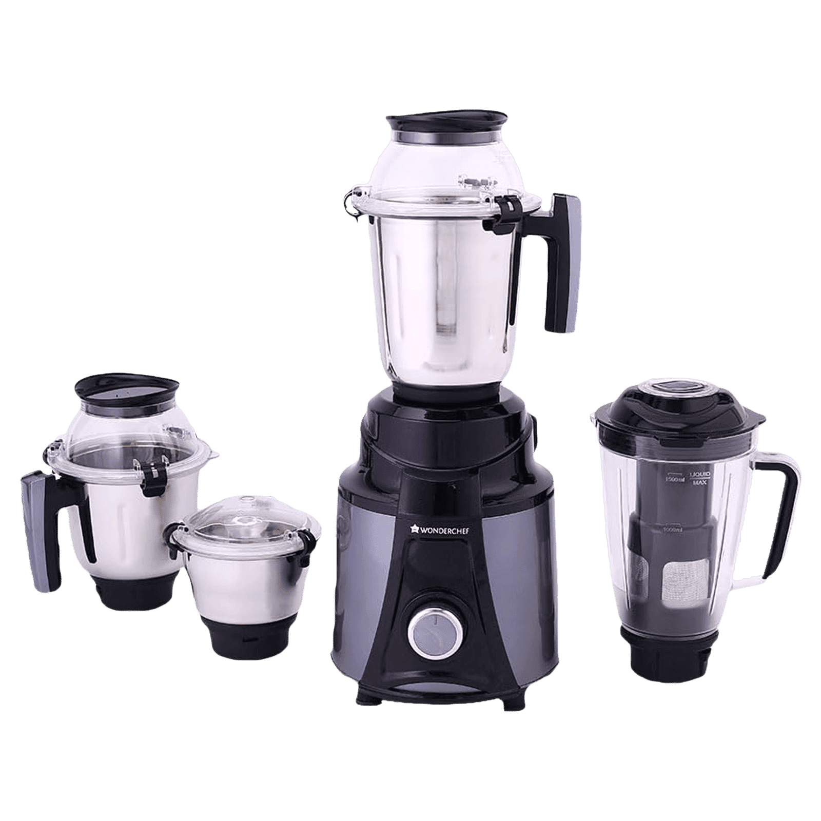 WONDERCHEF Galaxy 750 Watt 4 Jars Mixer Grinder (Powerful Copper Motor, Black and Grey)