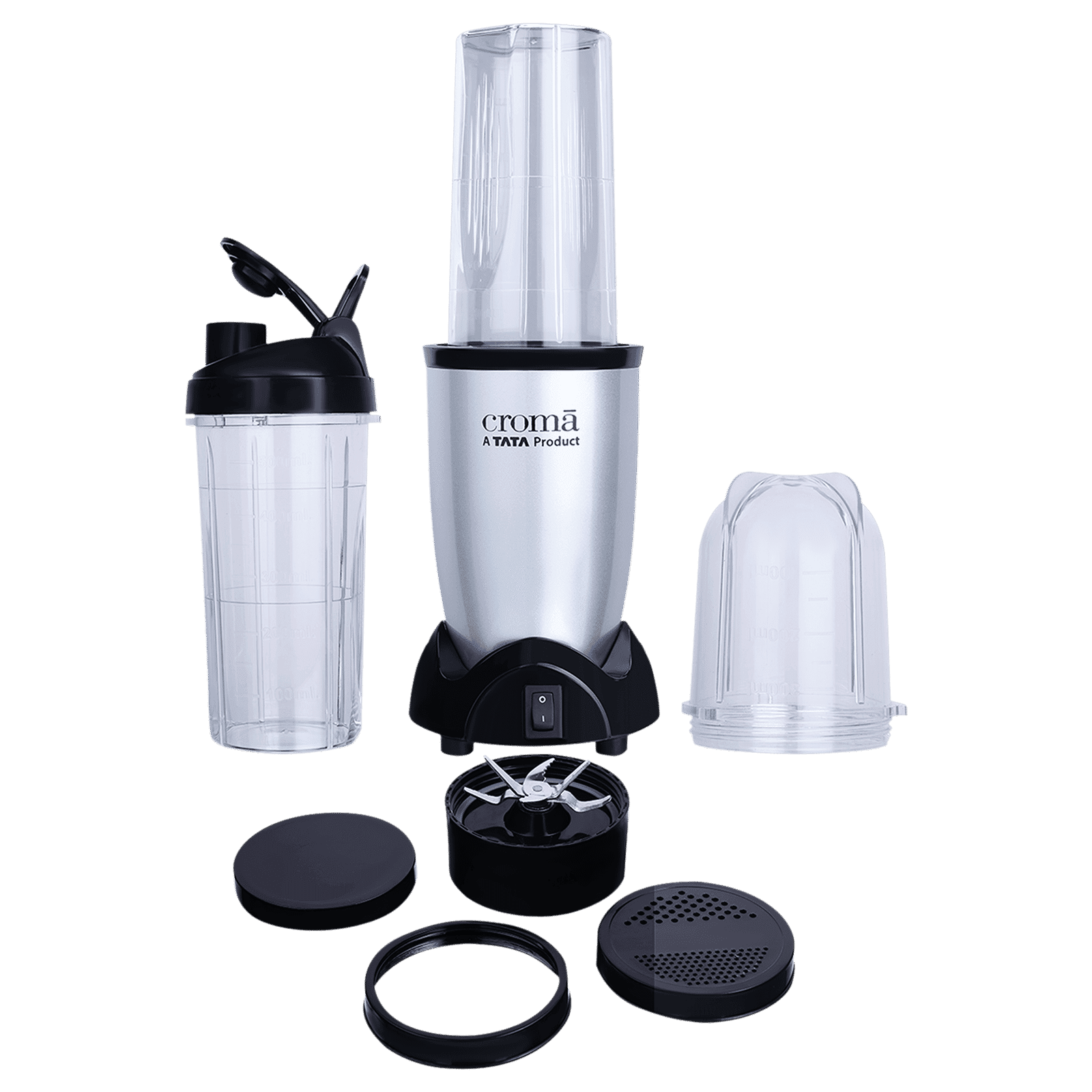 Croma Personal 450 Watt 2 Jars Mixer Grinder Blender (19000 RPM, Bullet Motor, Silver and Black)