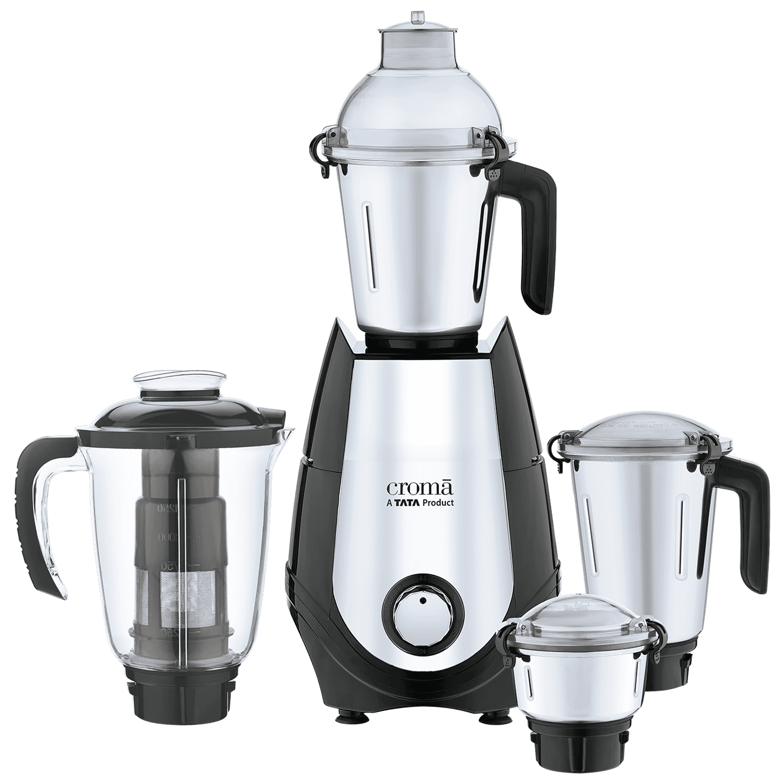 Croma 1000 Watt 4 Jars Juicer Mixer Grinder (20000 RPM, Copper Motor, Black & Silver)